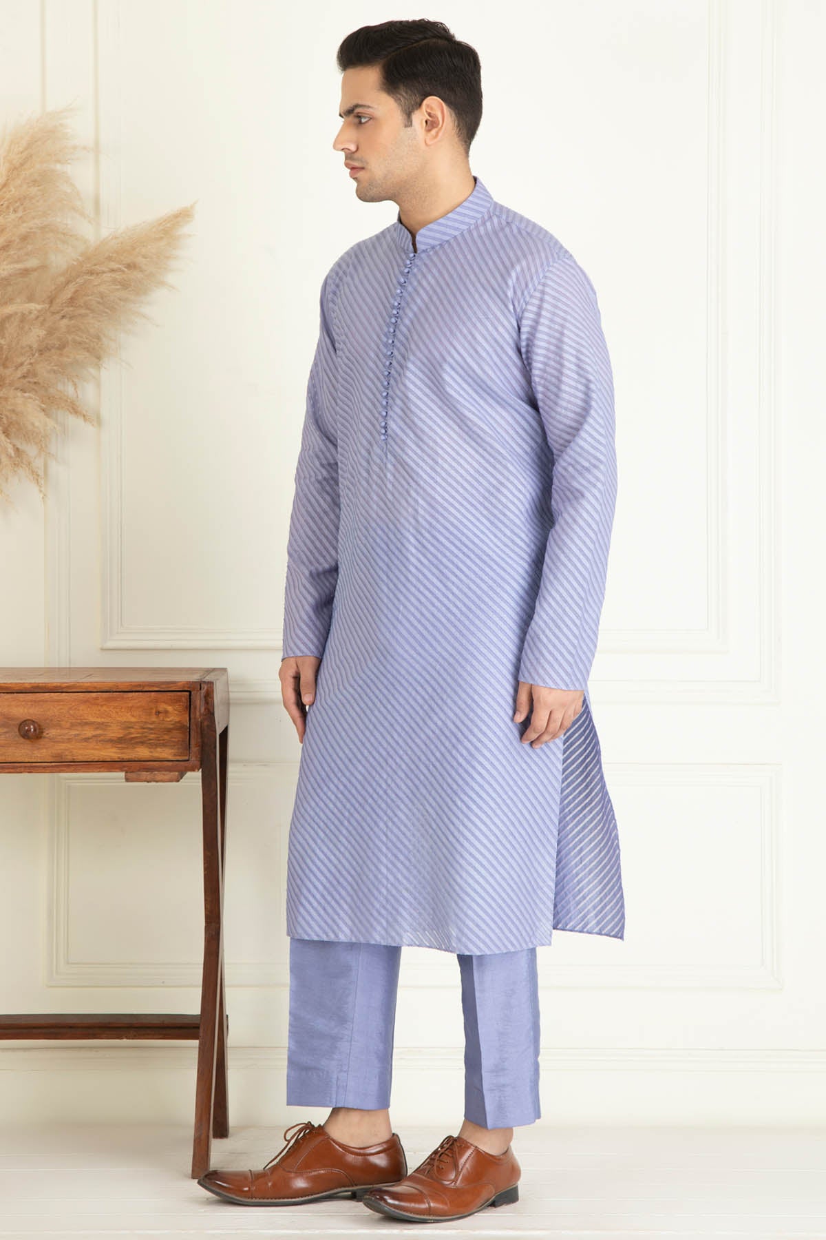 Lavender Jacquard Kurta Set