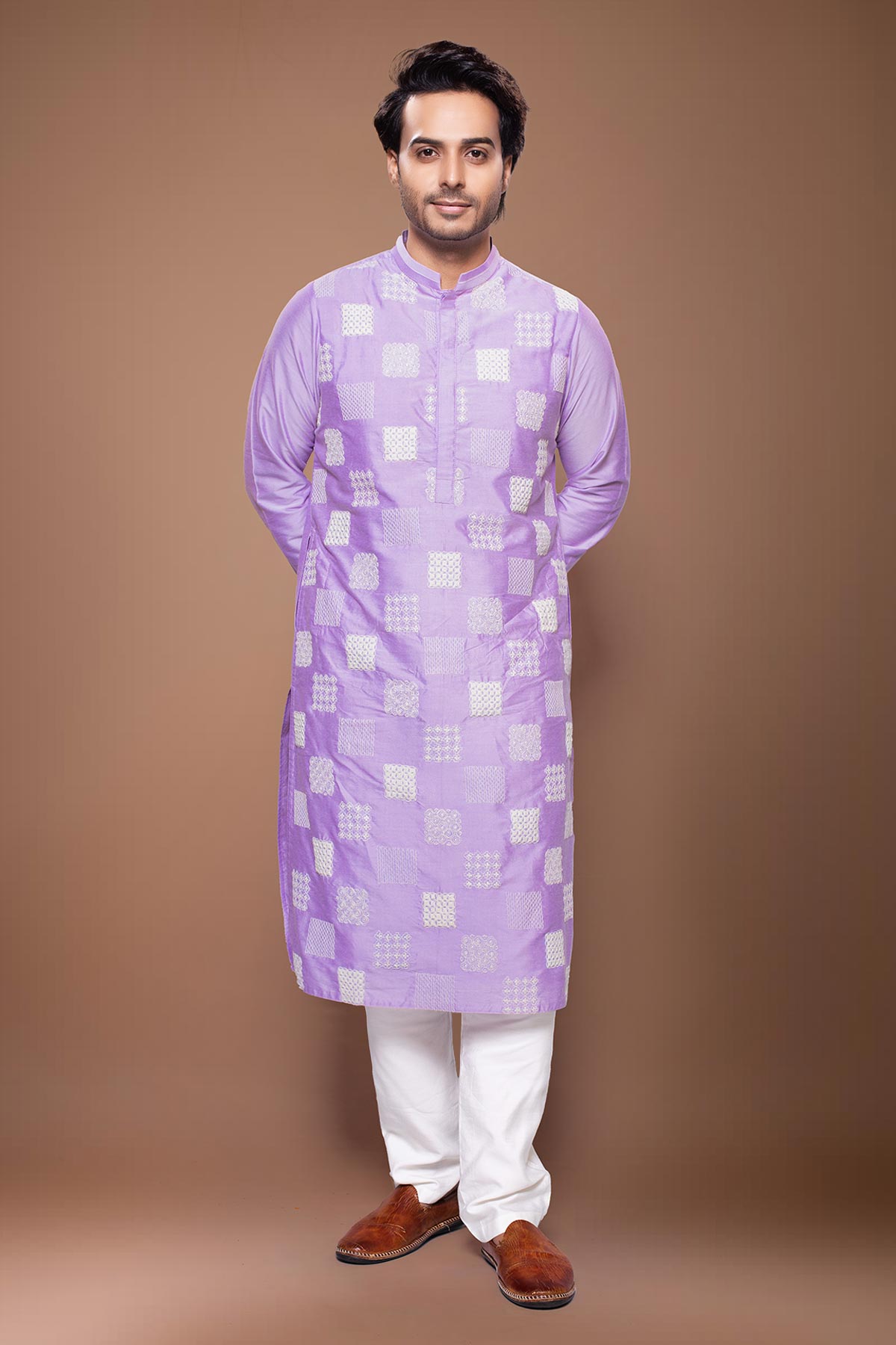 Lavender Box Cord Kurta & Pant
