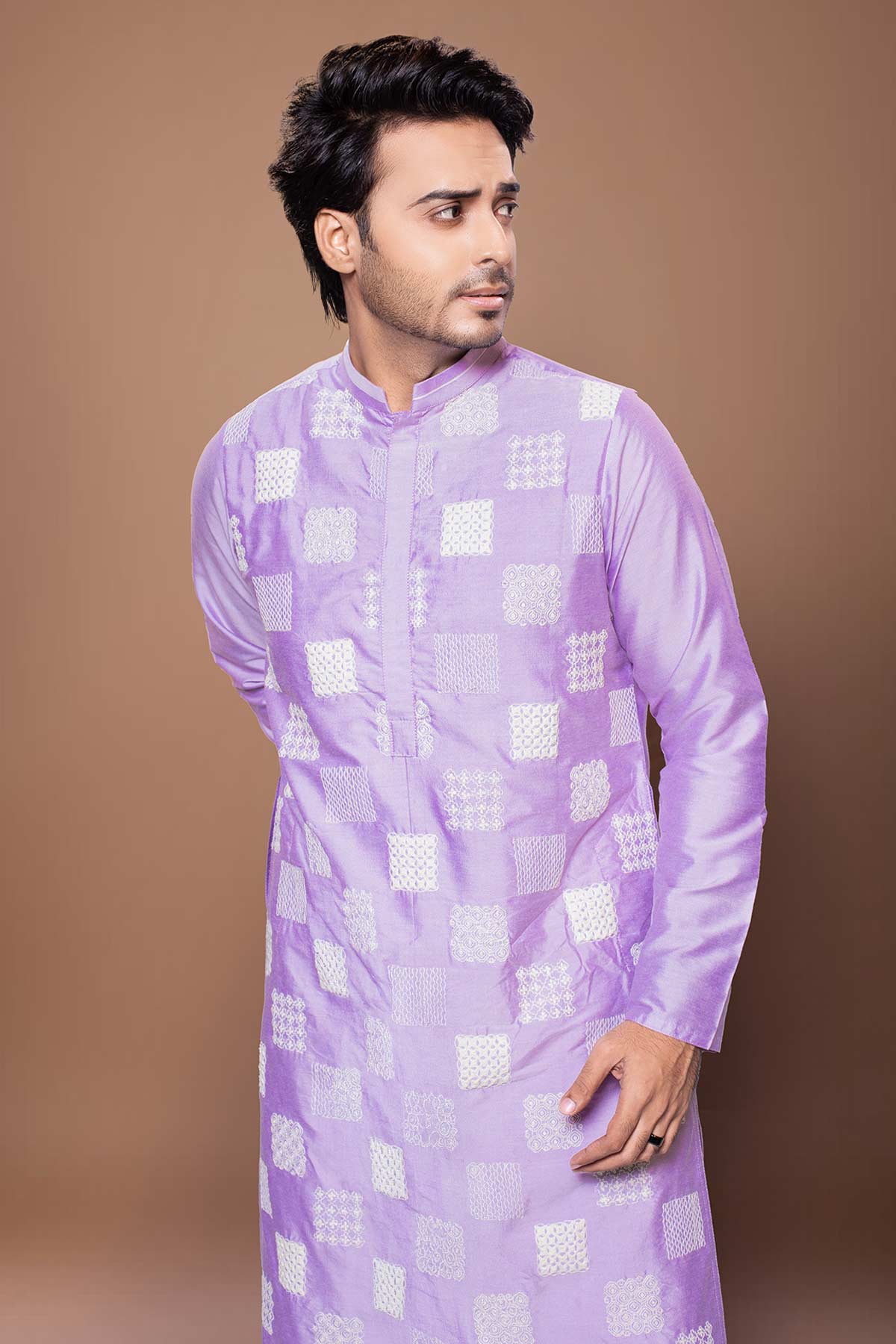 Lavender Box Cord Kurta & Pant