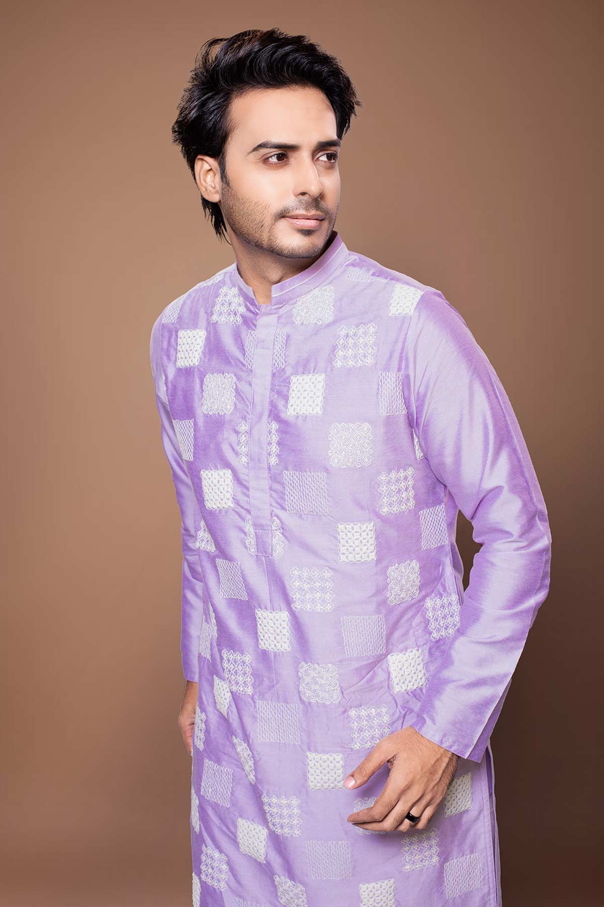Lavender Box Cord Kurta & Pant