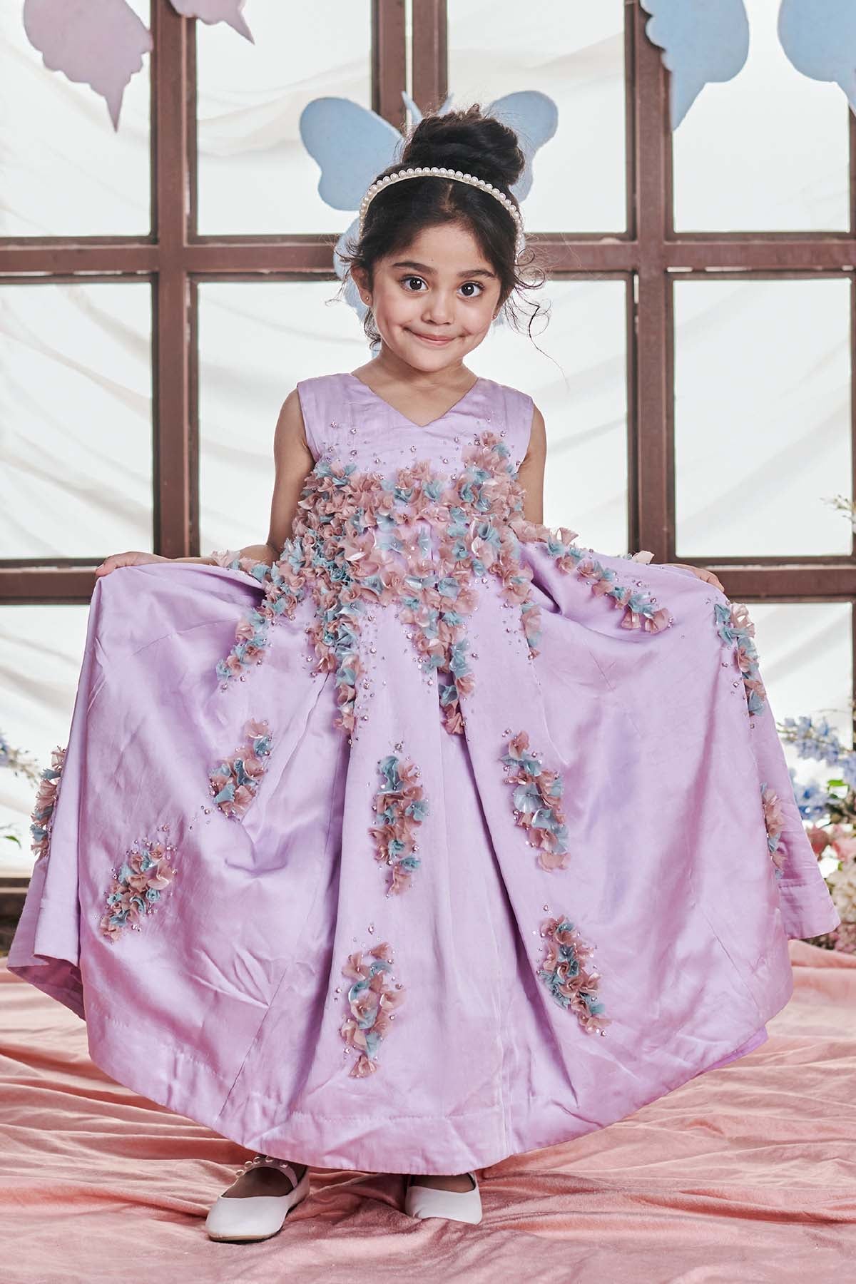 Designer Littleens Lavender Box Pleat Gown For Kids (Boys & Girls) Available online at ScrollnShops