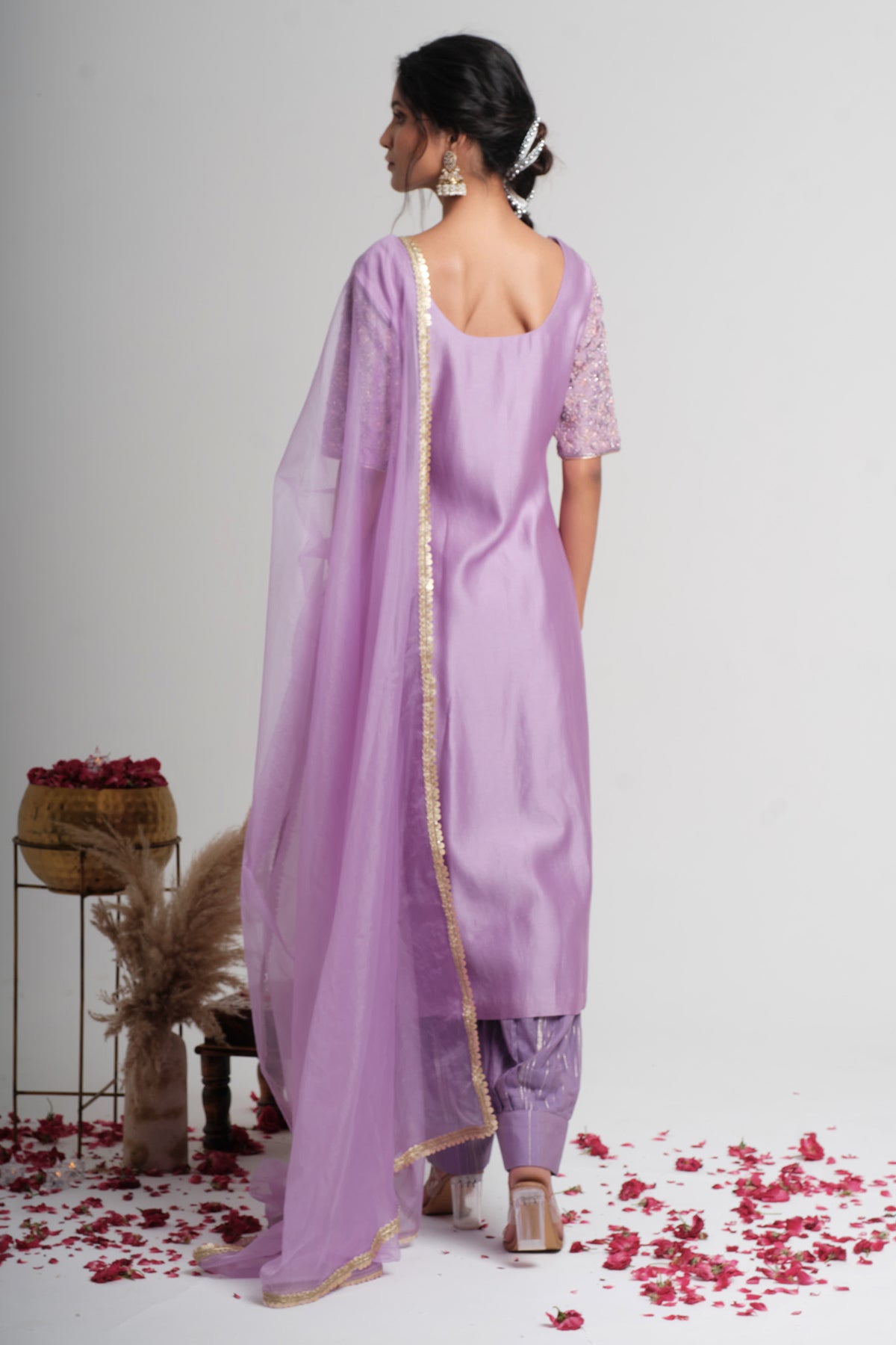 Lavender Chanderi Silk Kurta Set