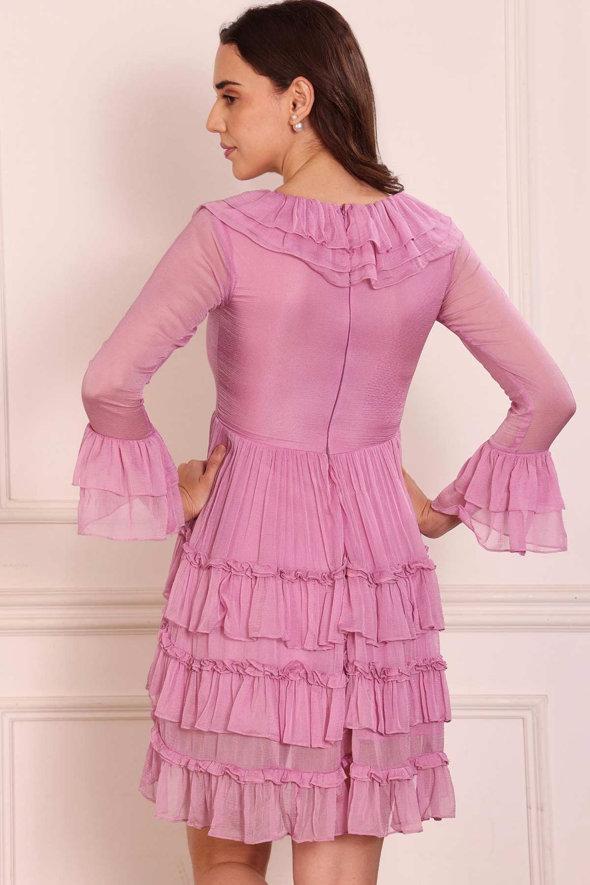 Lavender Chiffon Ruffle Dress