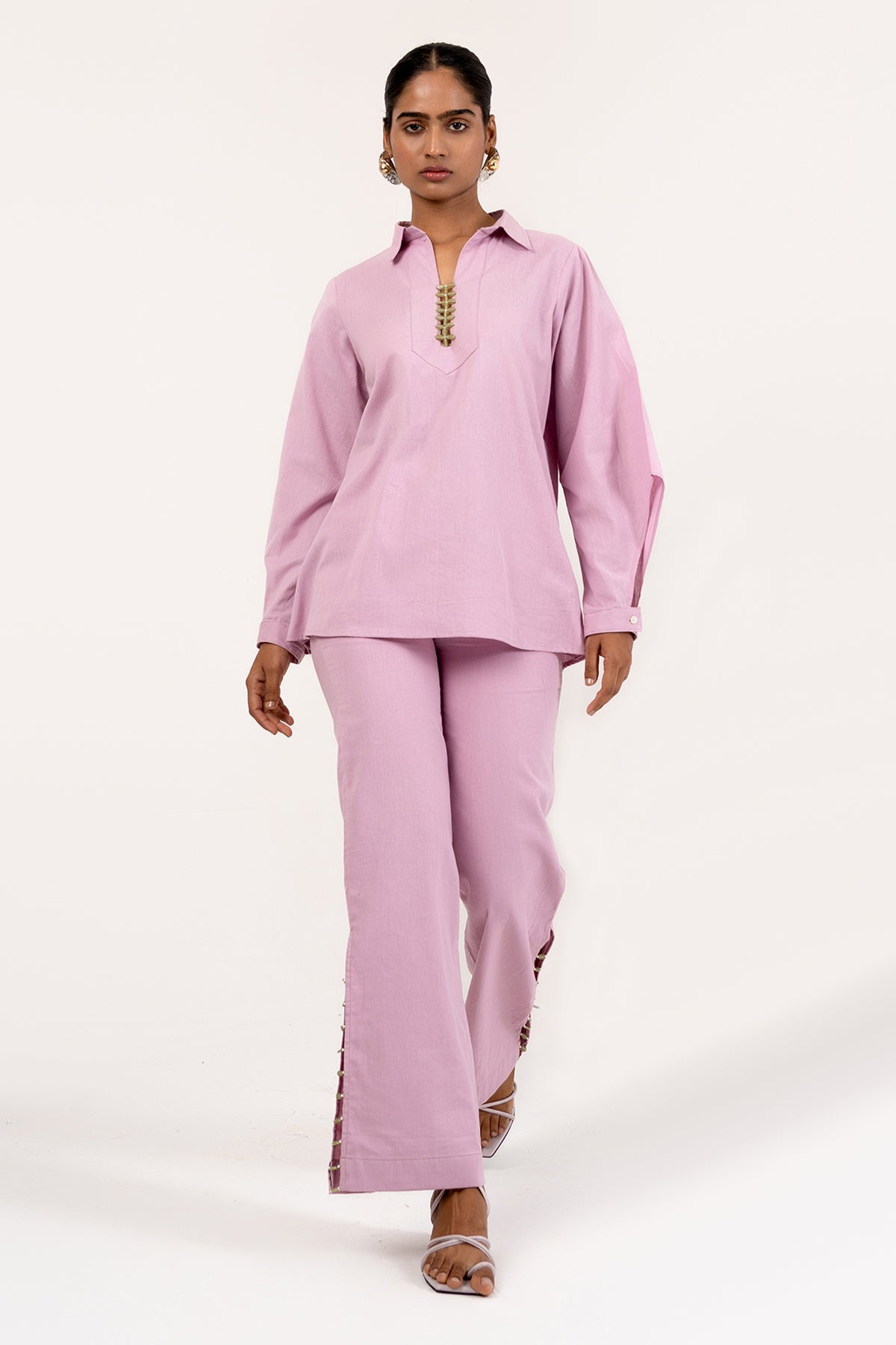 Buy Lavender Cotton Shirt & Pants by Seher Studio for women online at ScrollnShops