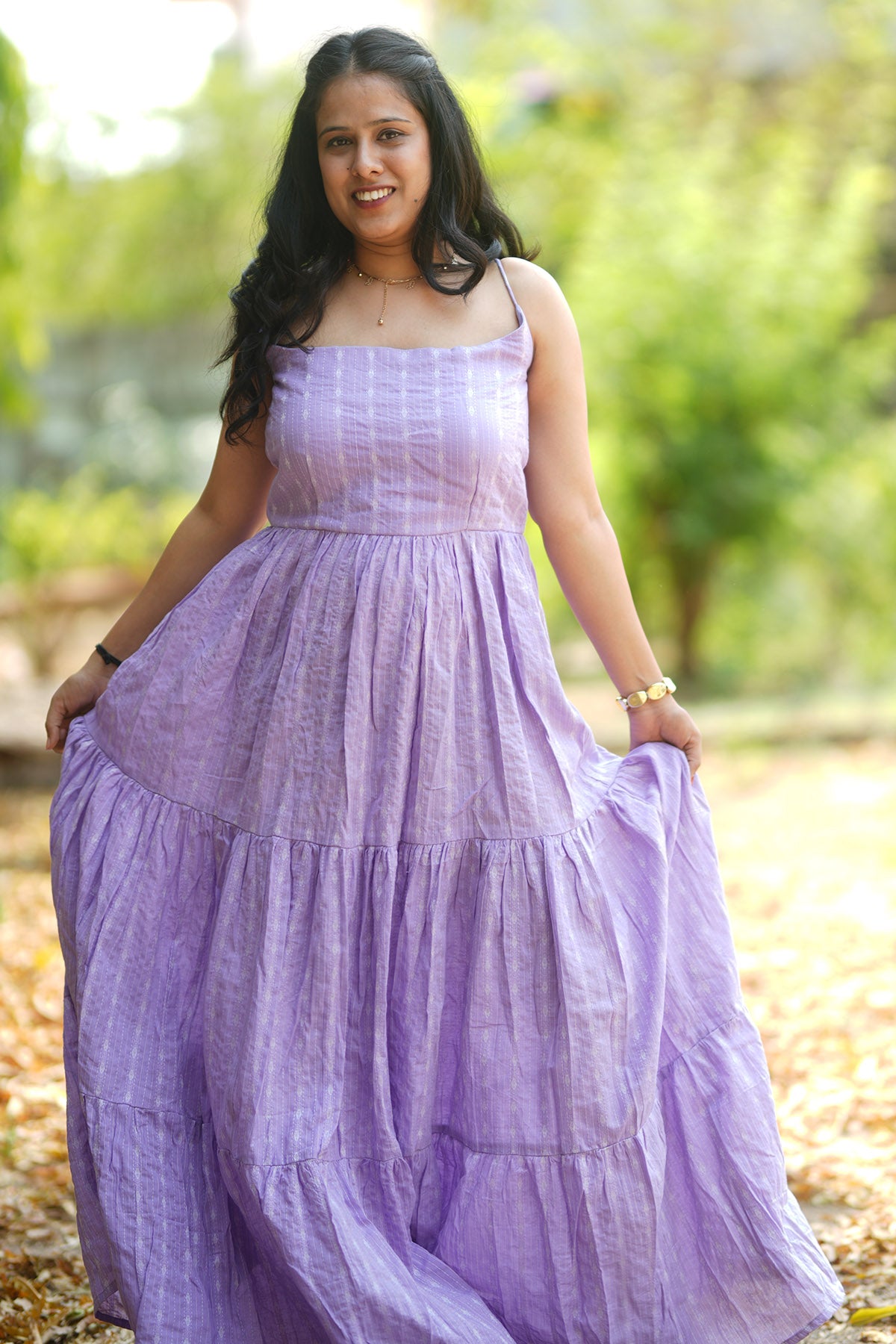 Lavender Cotton Tier Maxi Dress