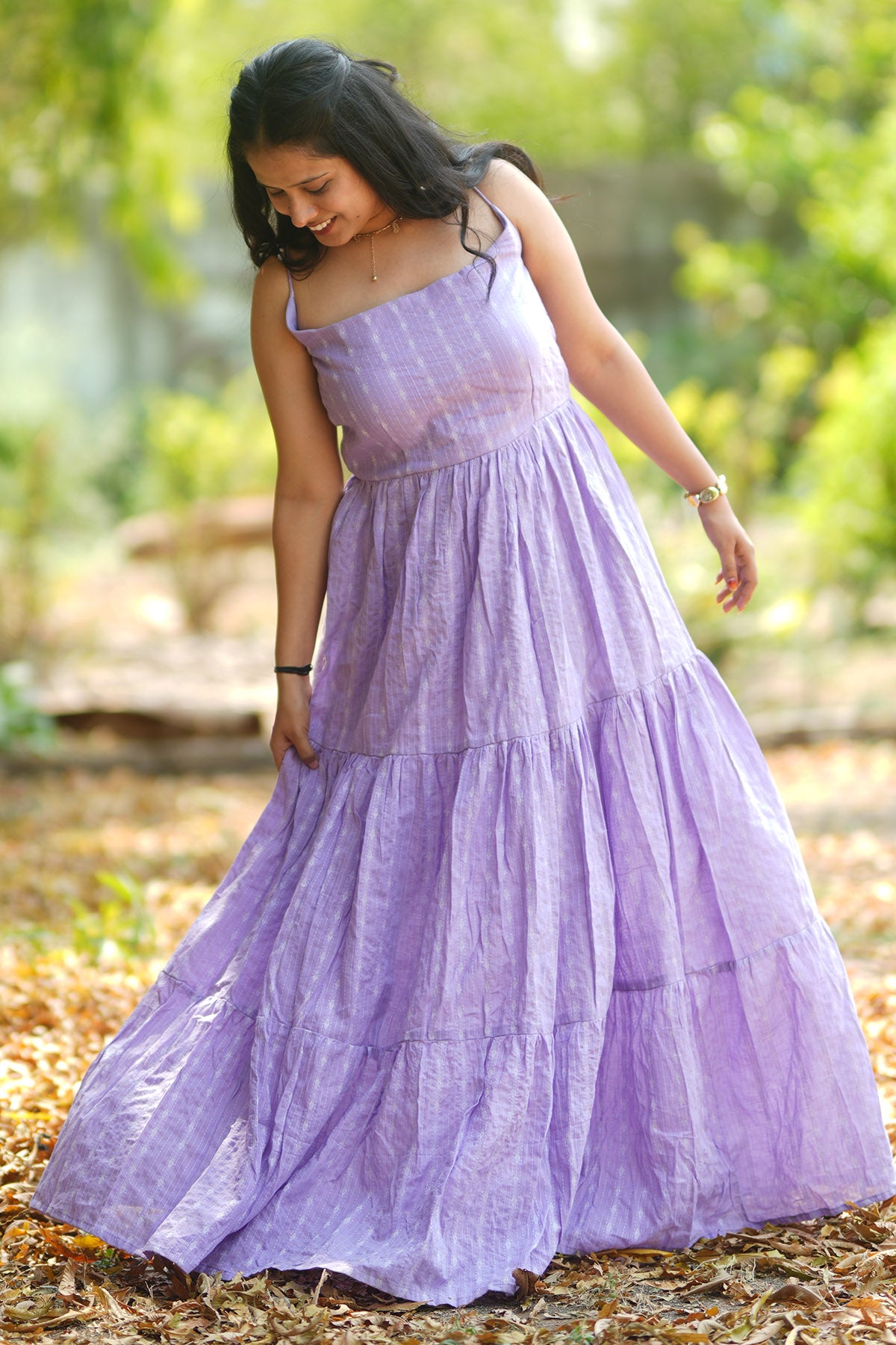 Lavender Cotton Tier Maxi Dress