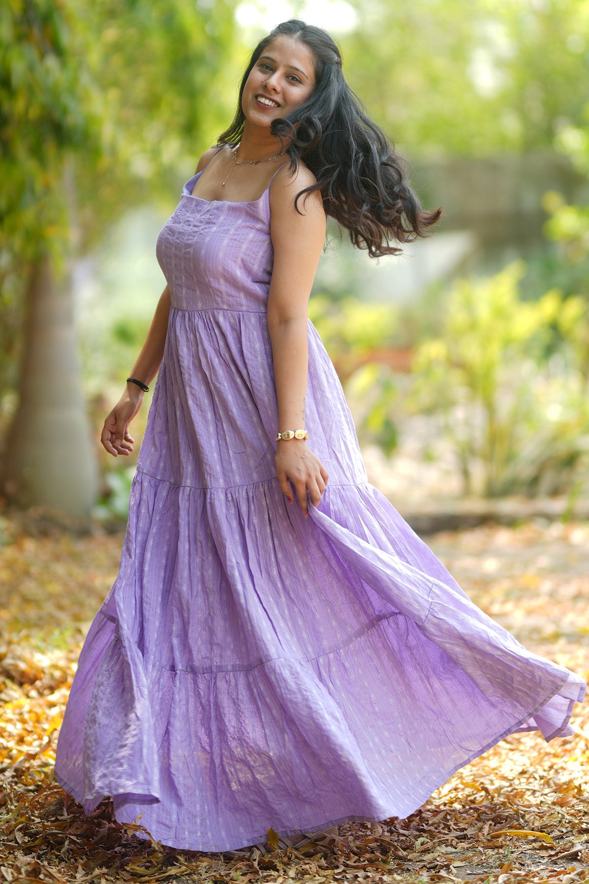 Lavender Cotton Tier Maxi Dress
