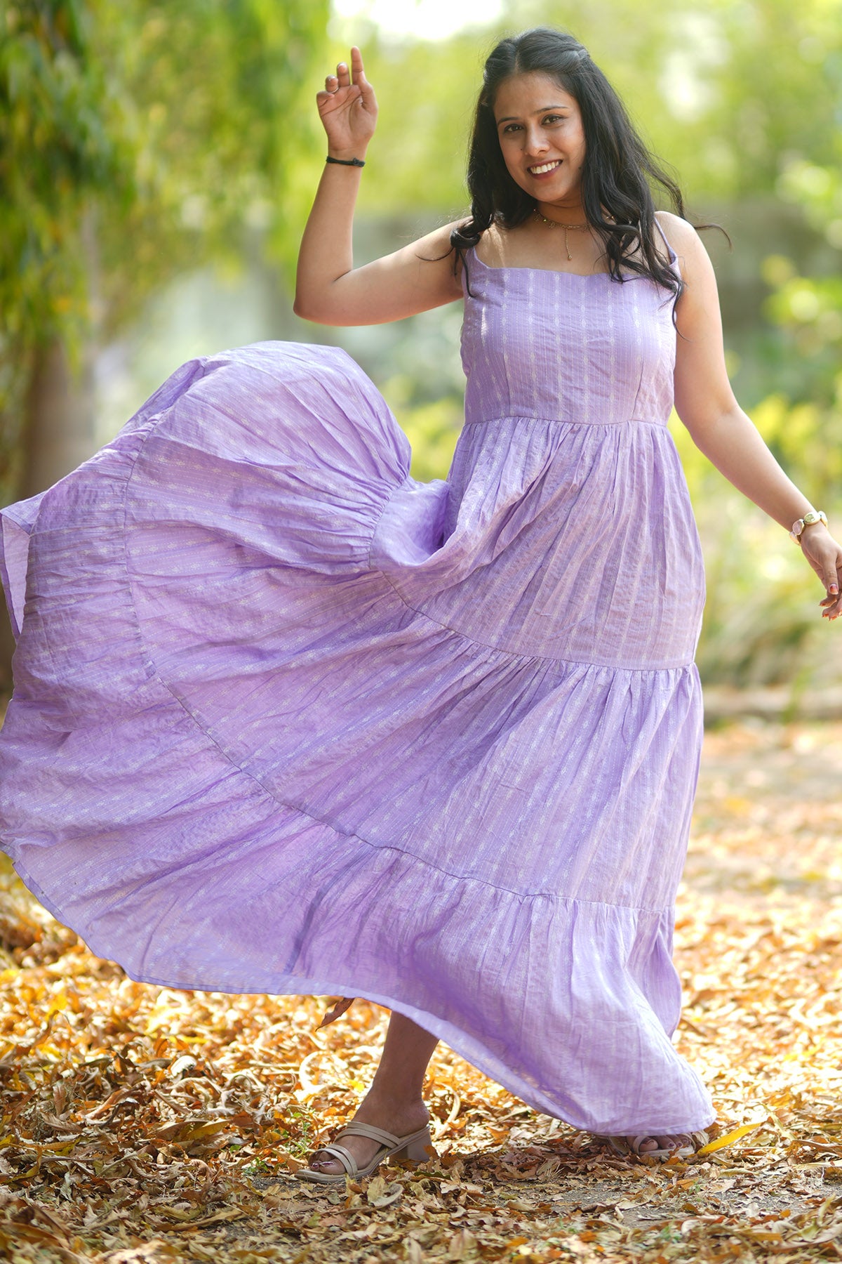 Lavender Cotton Tier Maxi Dress