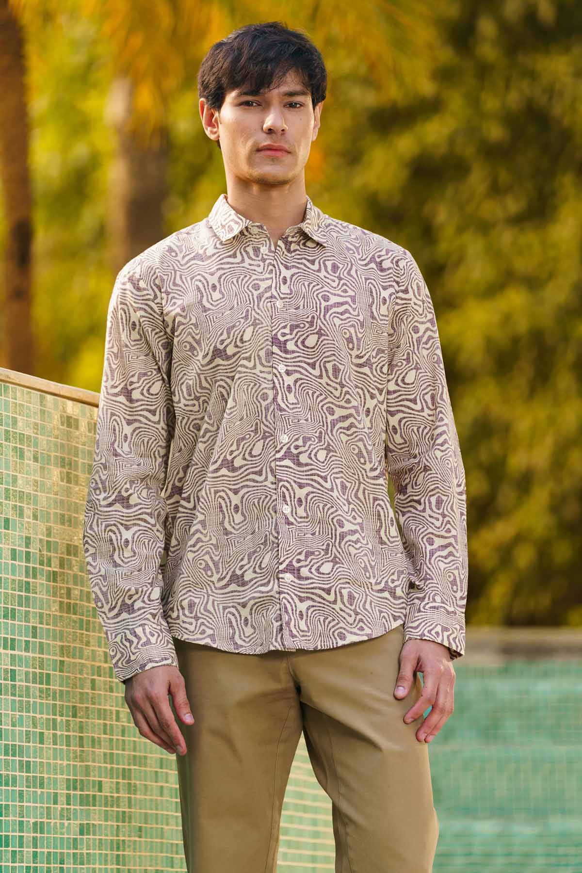 Sewtable Clothing Lavender Digital Print Shirt for men online at ScrollnShops