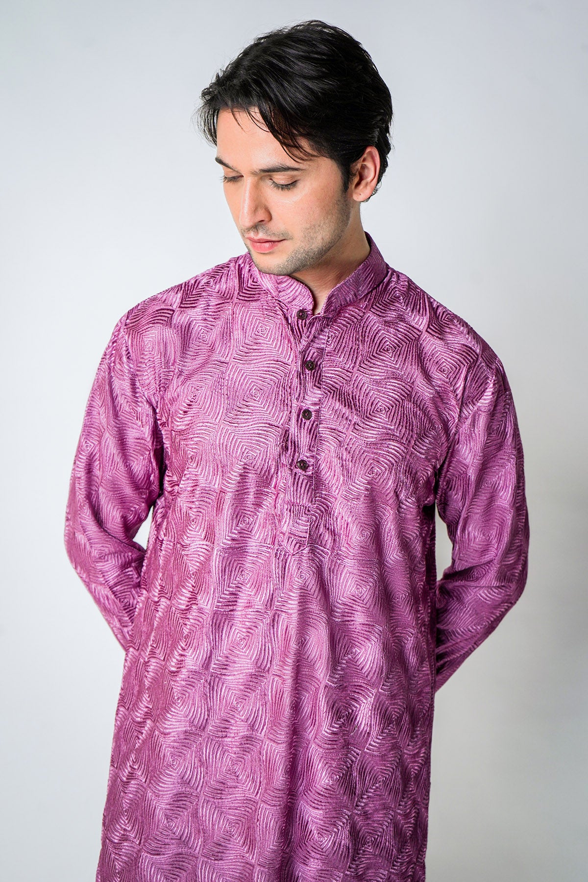 Lavender Dola Silk Kurta Set
