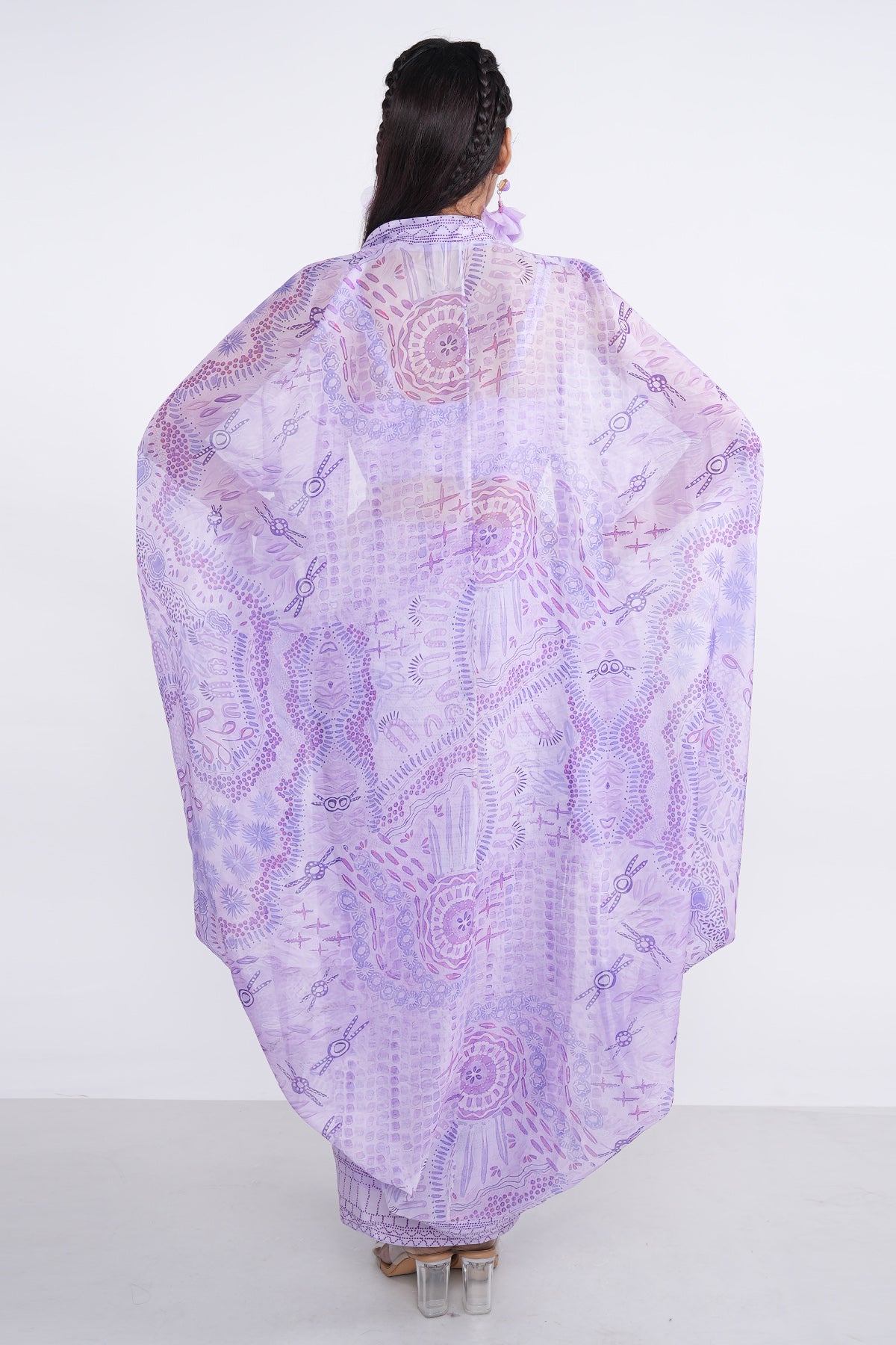 Lavender Draped Cowl Jacket Set