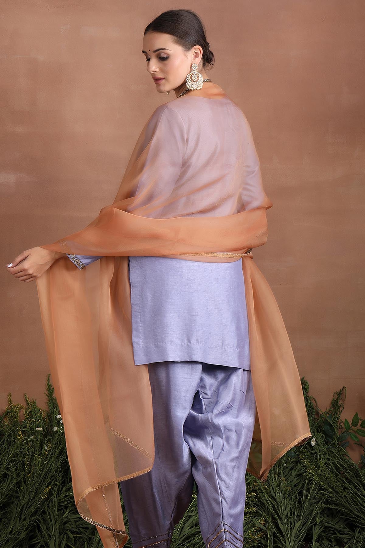 Lavender Embroidered Dhoti Set