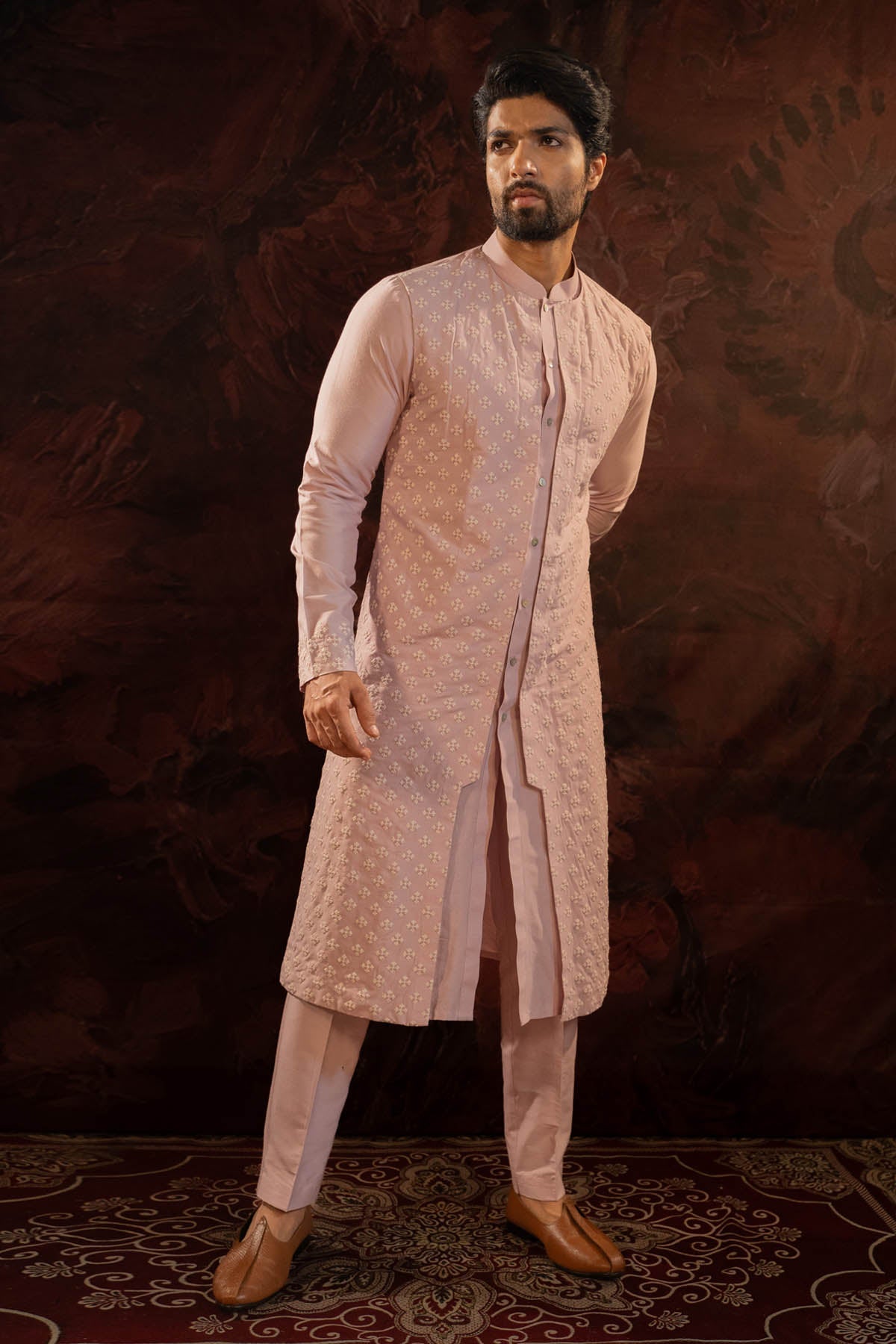 Buy Lavender Embroidered Kurta Set Online
