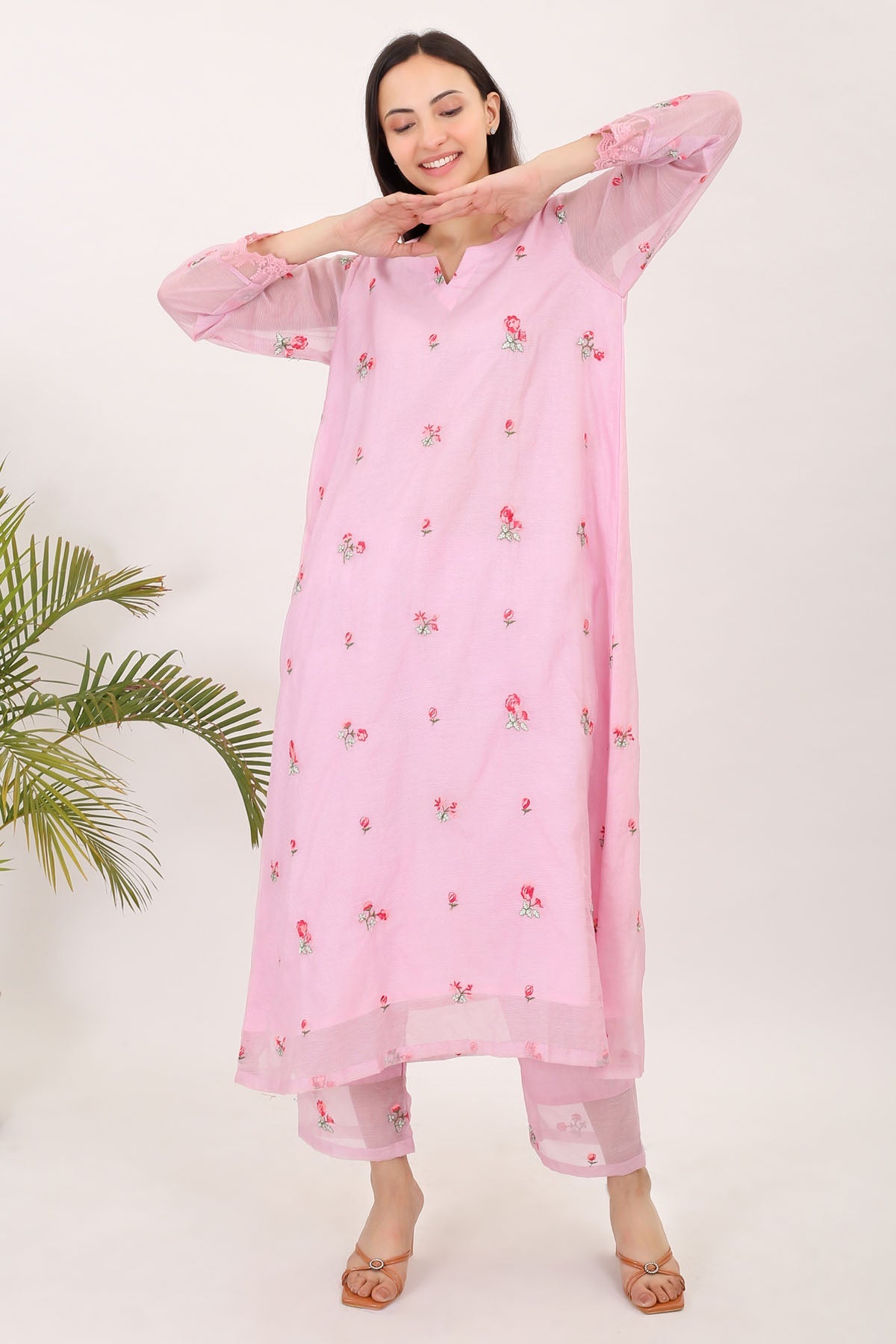 Simply Kitsch Lavender Embroidered Kurta Set For Women Online At ScrollnShops