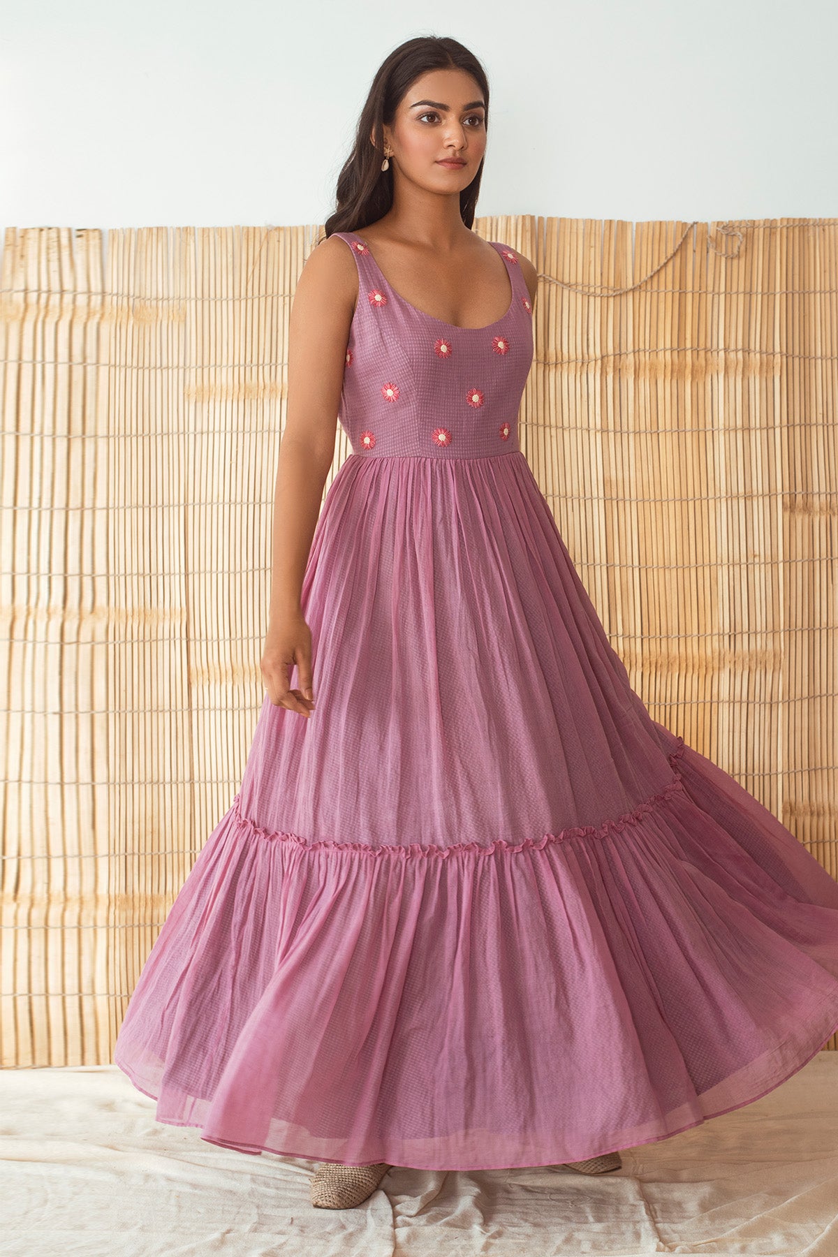 Lavender Embroidered Maxi Dress