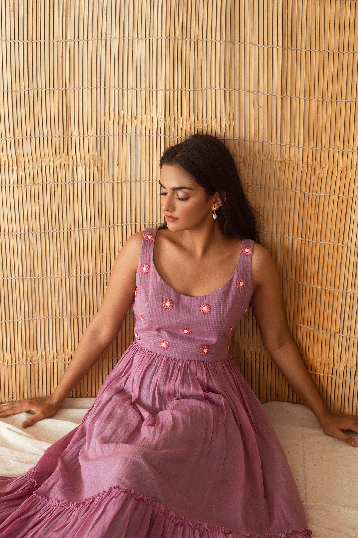 Lavender Embroidered Maxi Dress