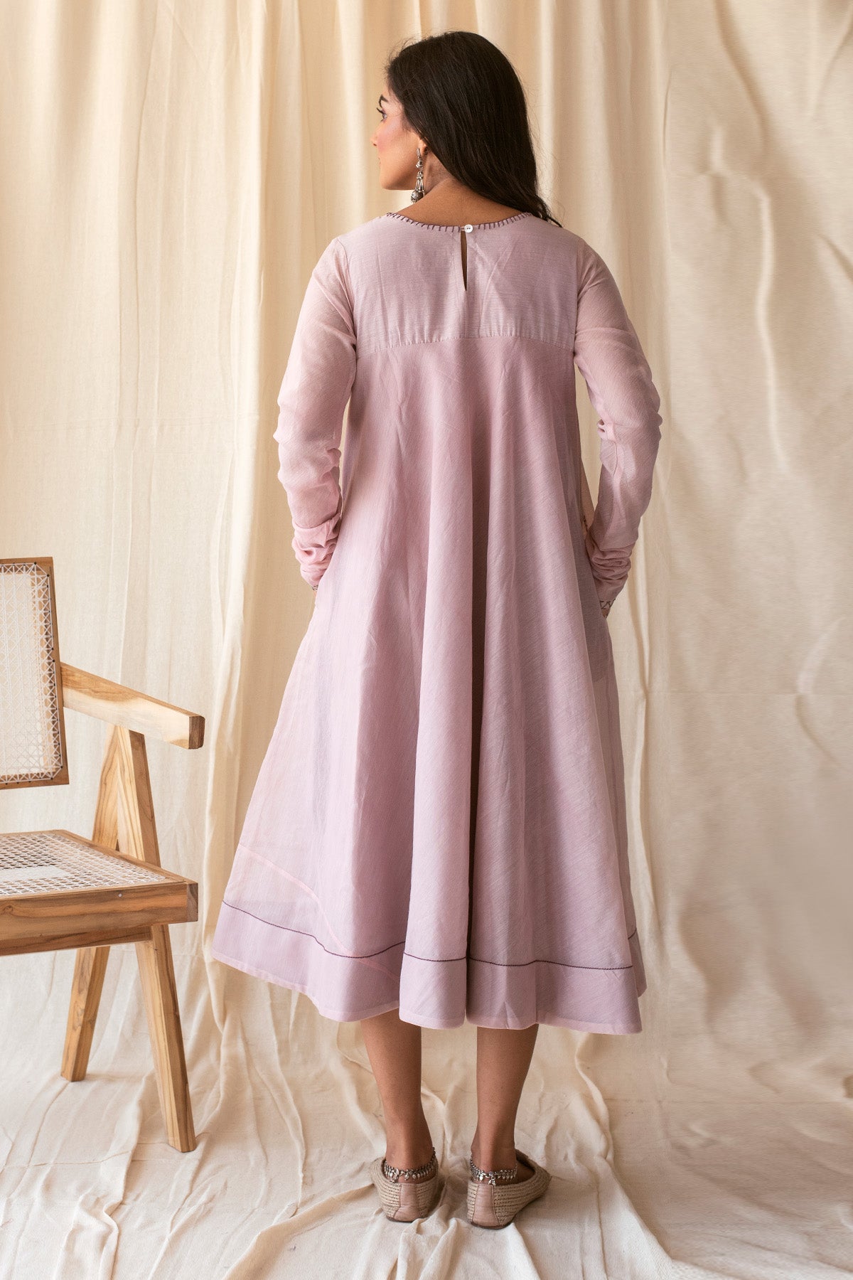 Lavender Embroidered Midi Dress