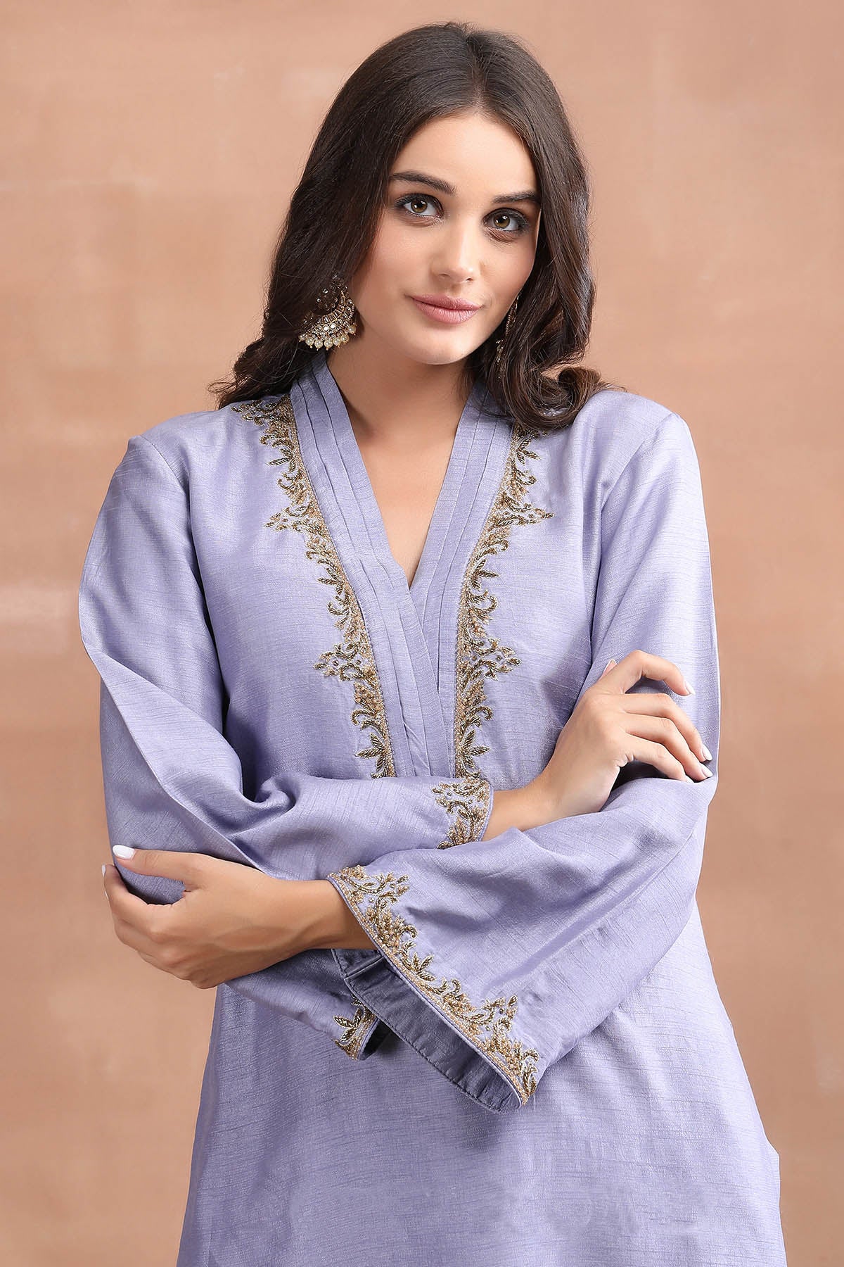 Lavender Embroidered Palazzo Set