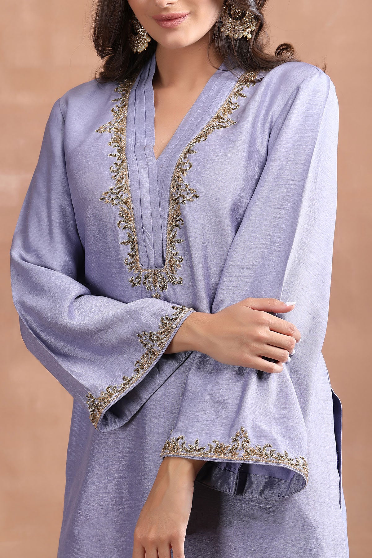 Lavender Embroidered Palazzo Set