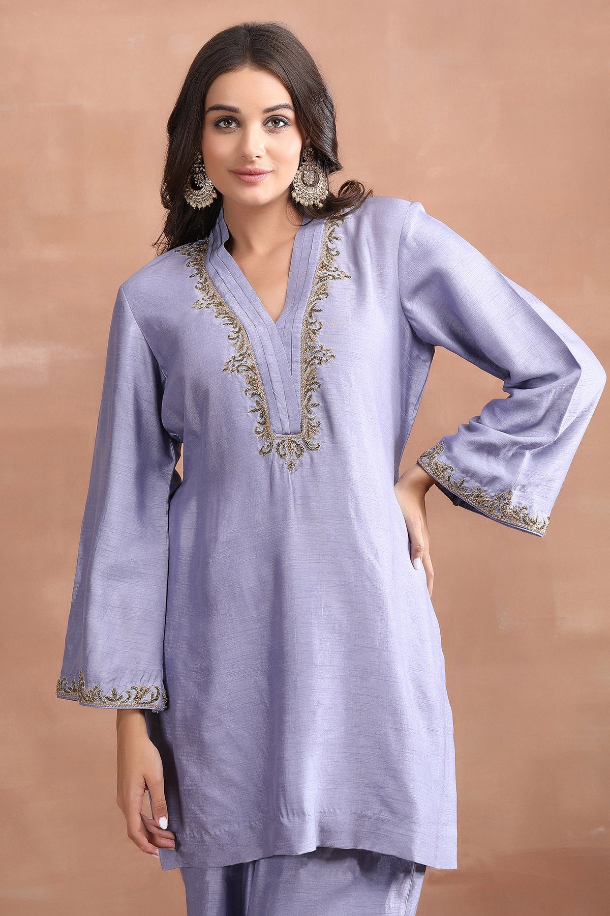 Lavender Embroidered Palazzo Set