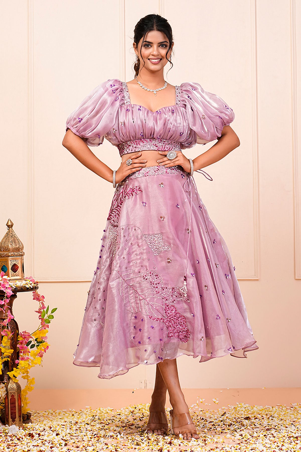 Lavender Floral Lehenga Set