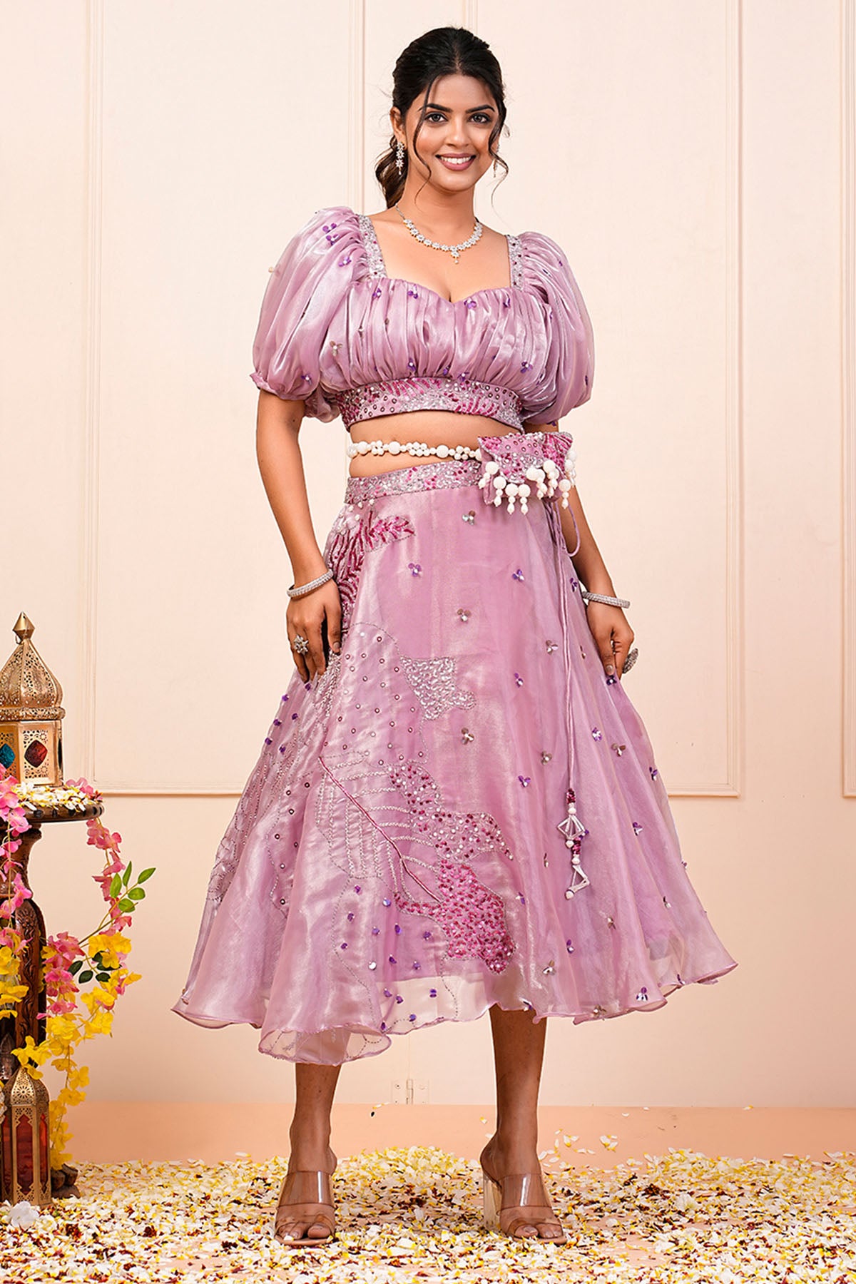 Lavender Floral Lehenga Set