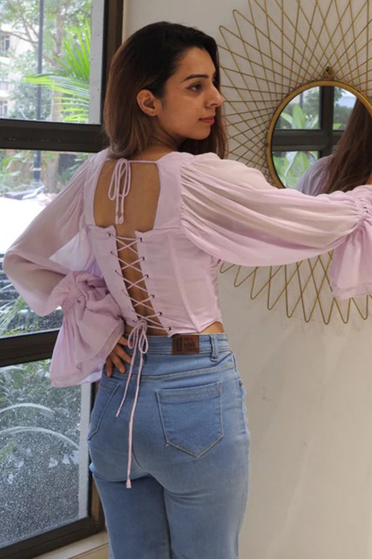 Lavender Gathered Bustier Top