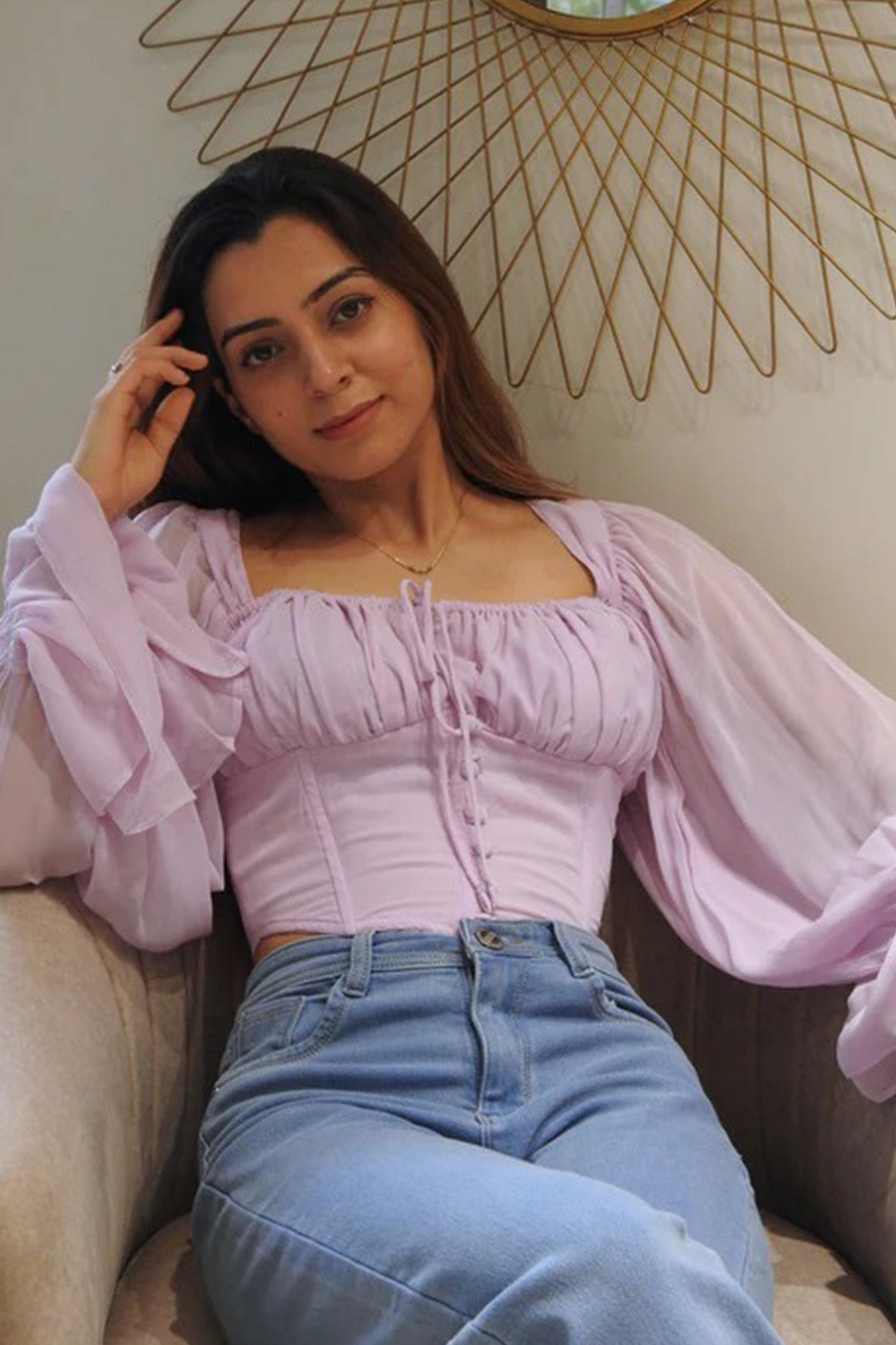 Lavender Gathered Bustier Top