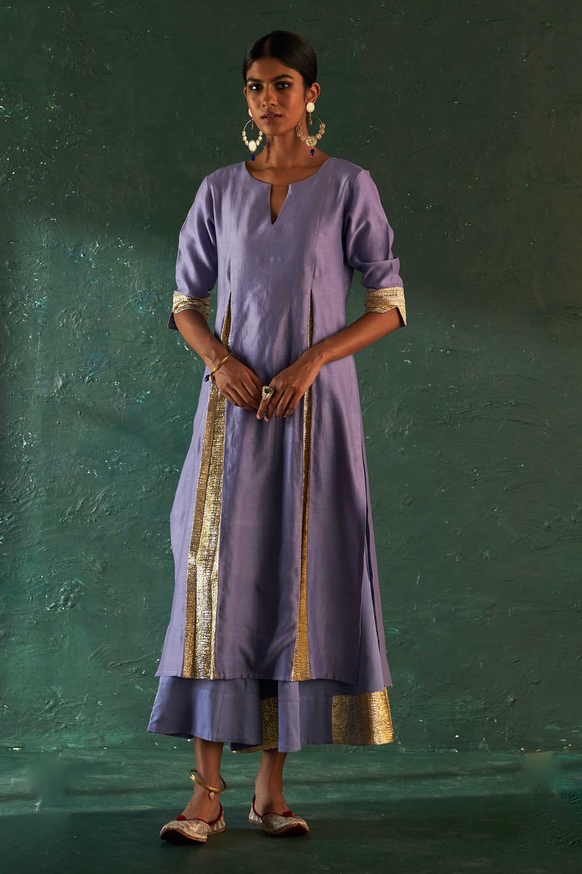 Lavender Gota Flared Kurta Set