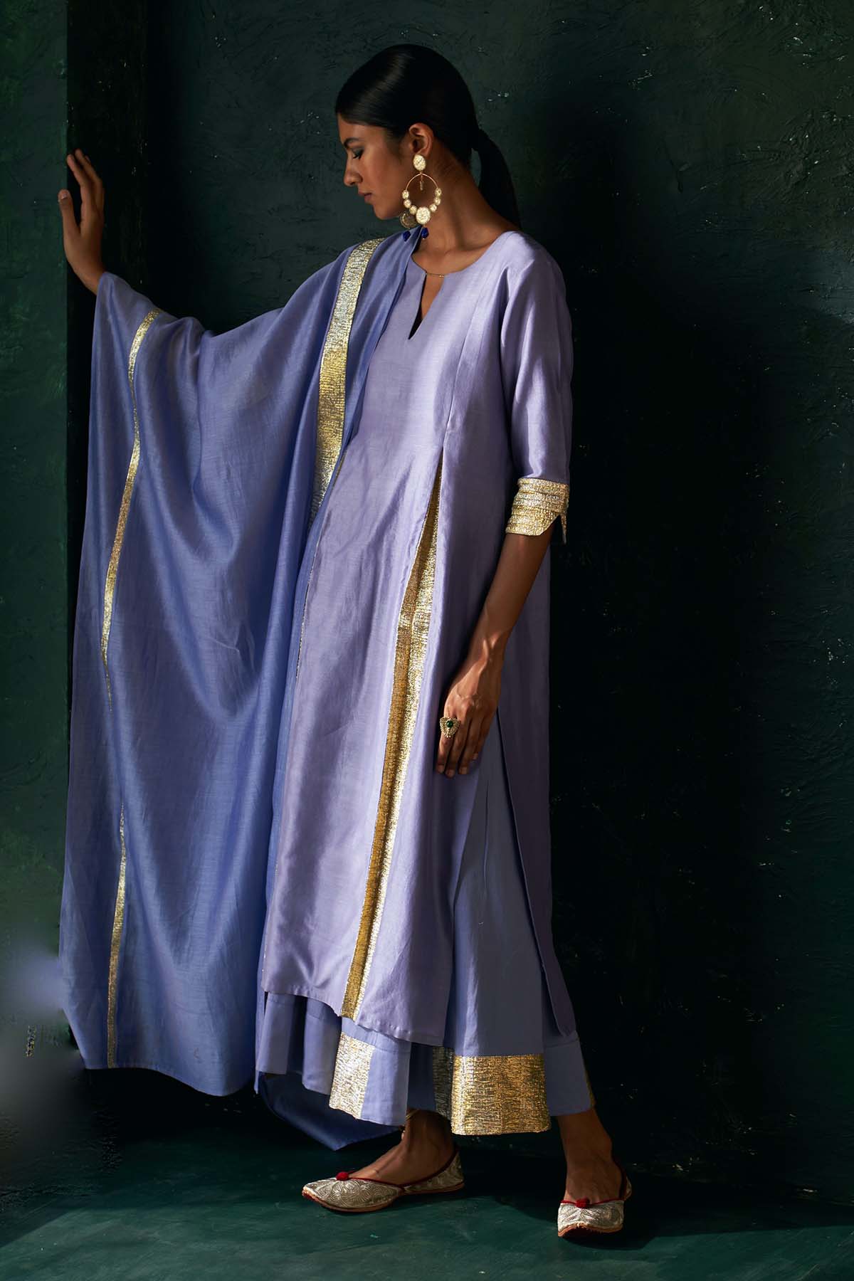 Lavender Gota Flared Kurta Set