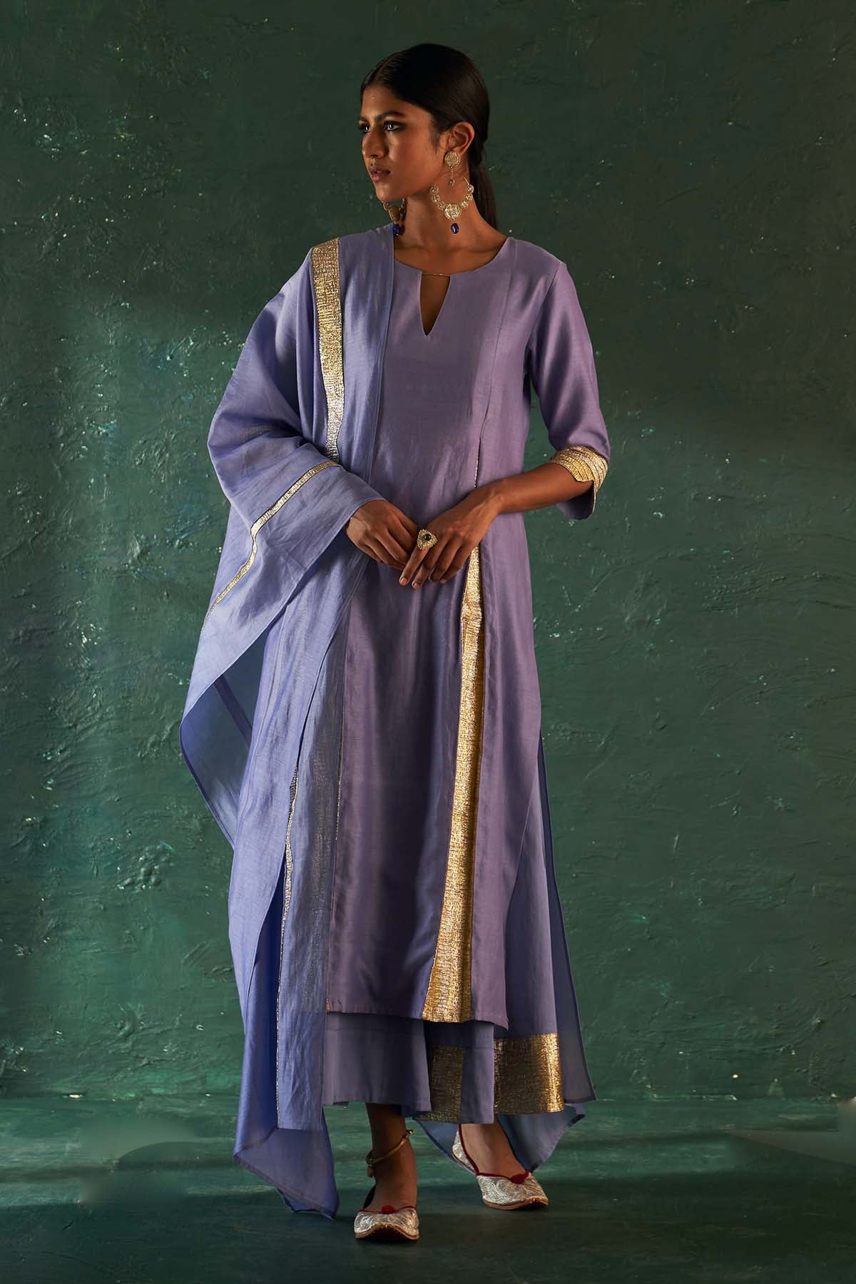 Buy Lavender Gota Flared Kurta Set Online