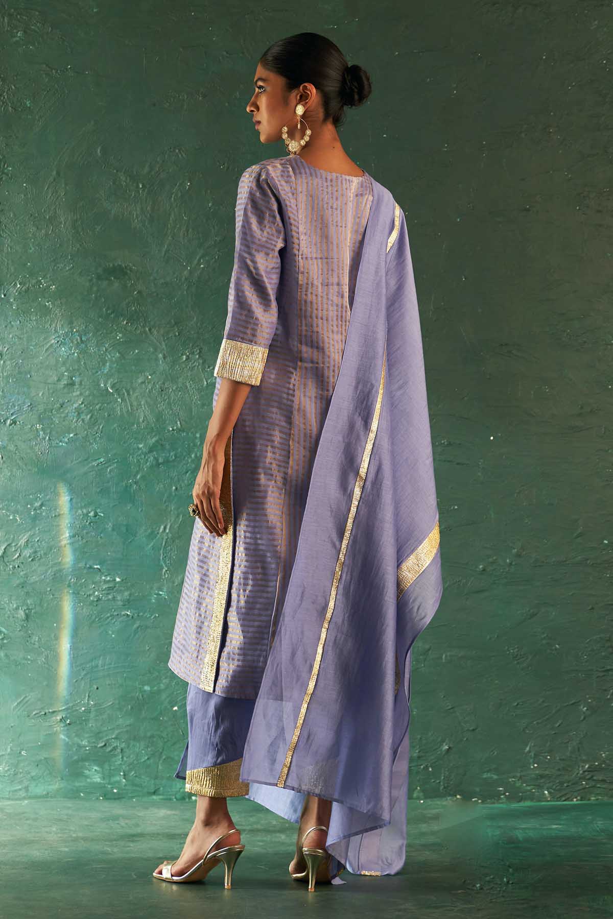Lavender Gota Stripe Kurta Set