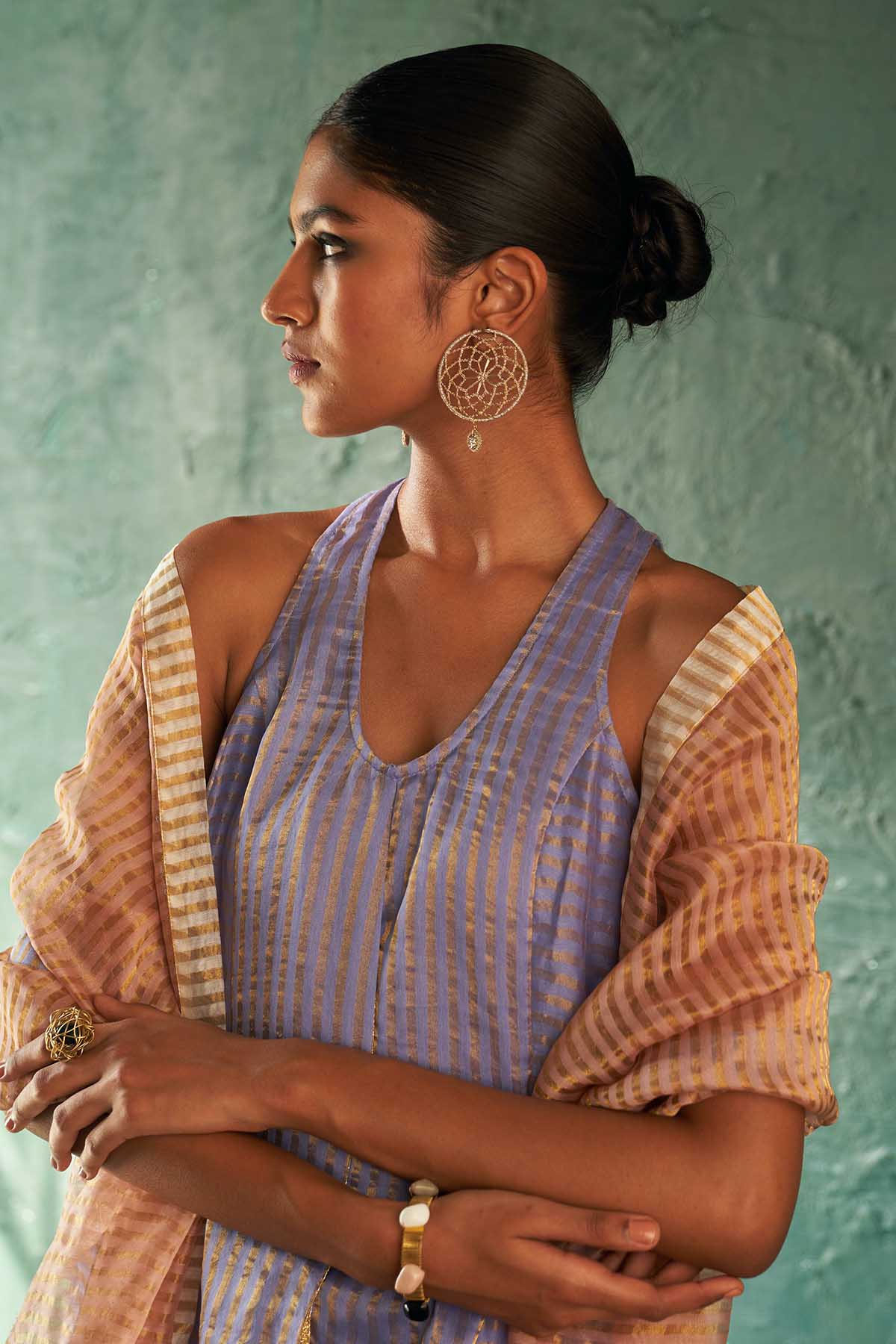 Lavender Halter Neck Kurta Set