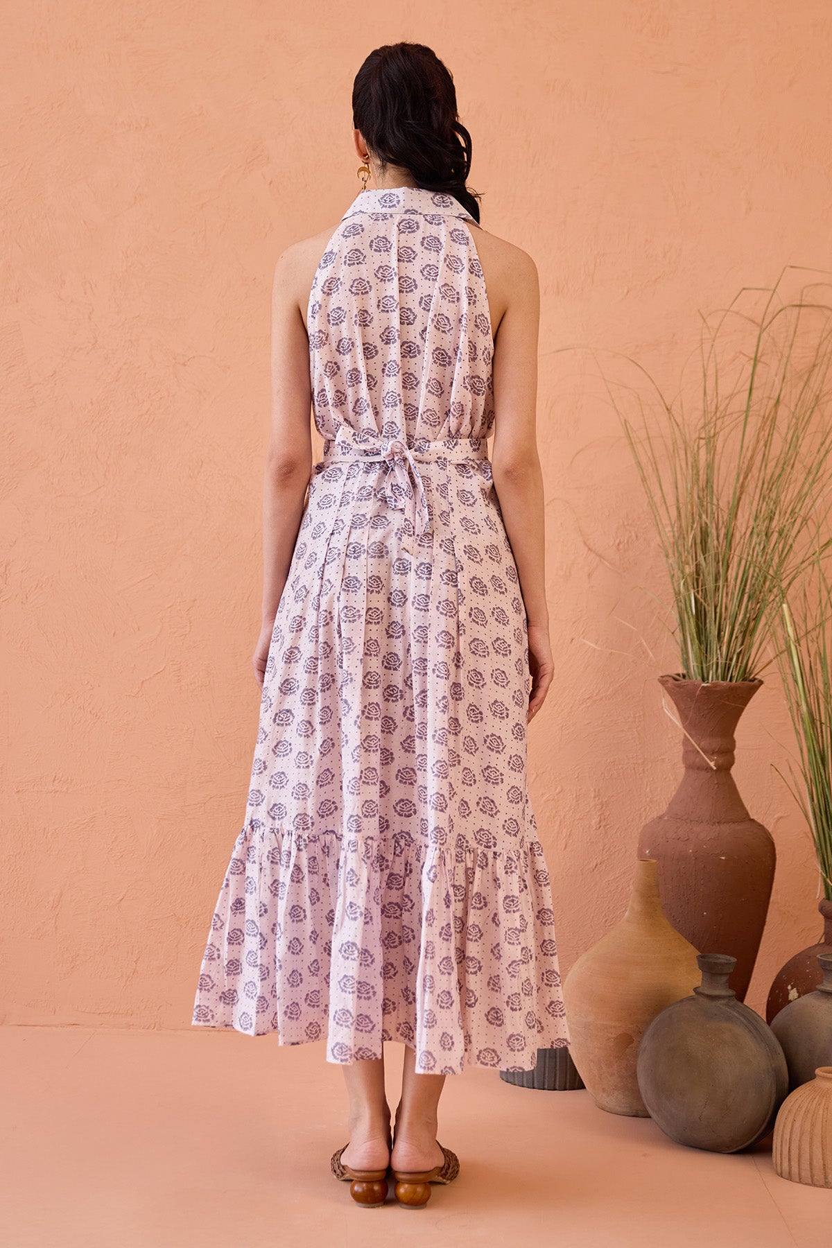 Lavender Hand Block Print Dress