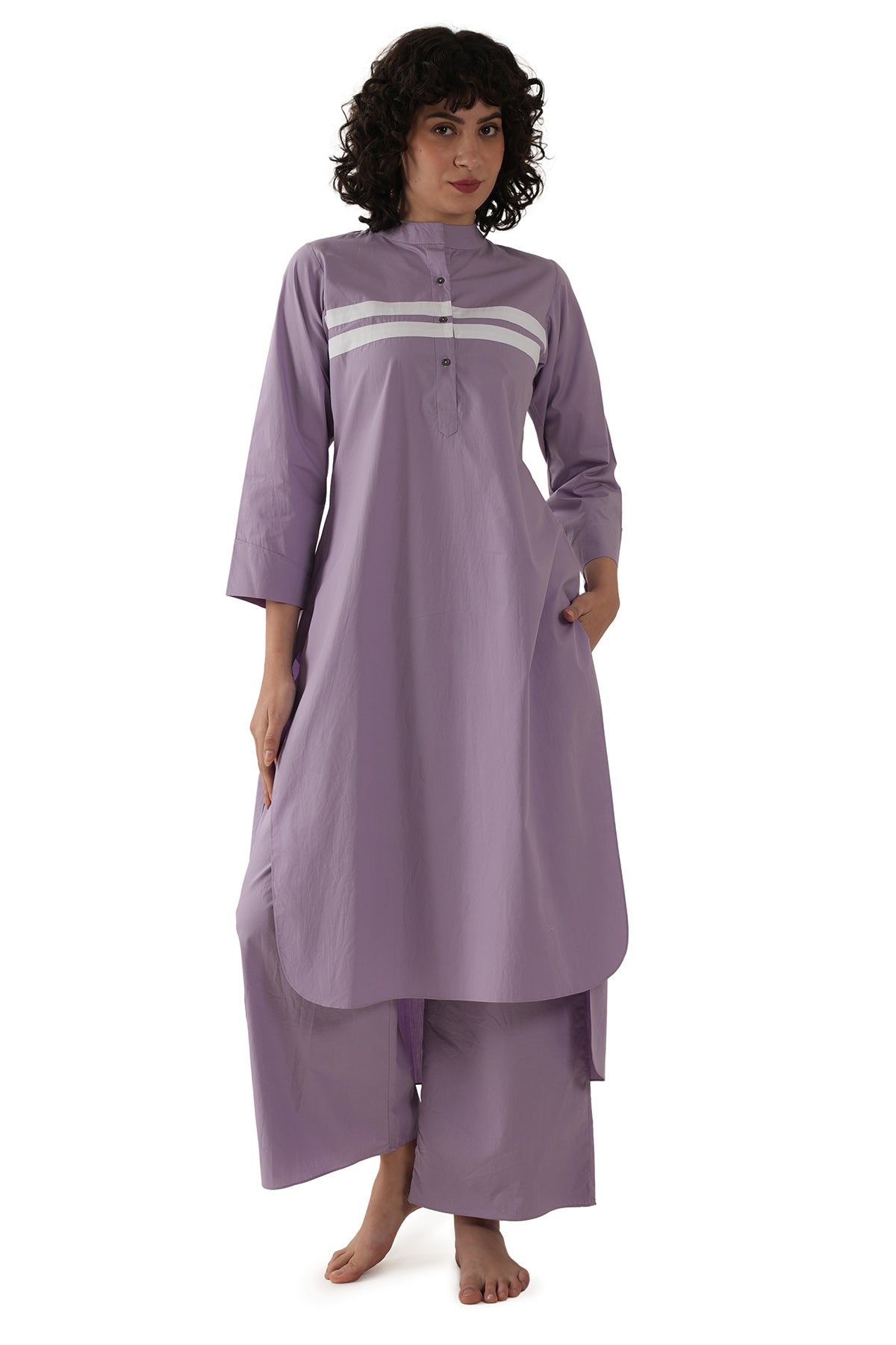 Lavender High Low Kurta & Pants