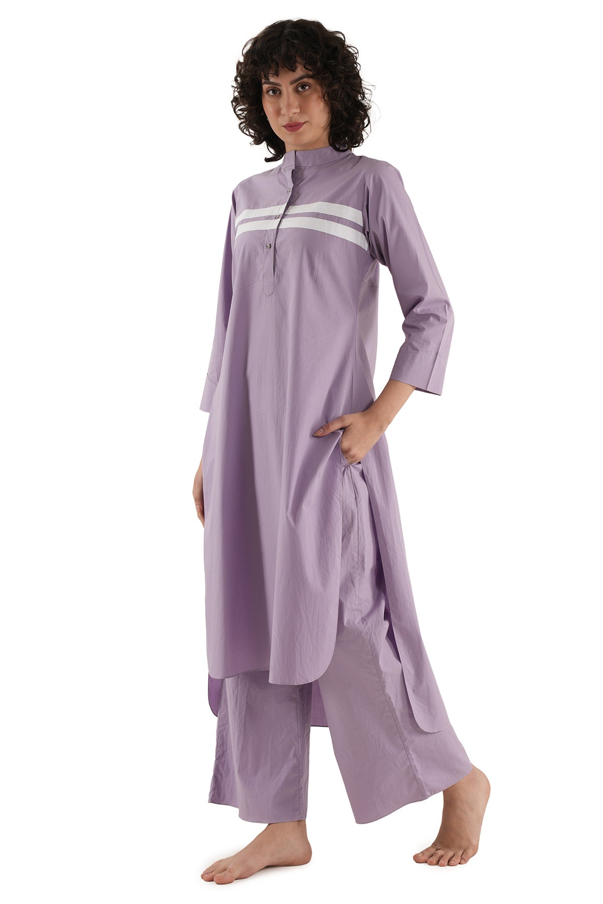 Buy Lavender High Low Kurta & Pants for women by Khat Clothing online available at scrollnshops