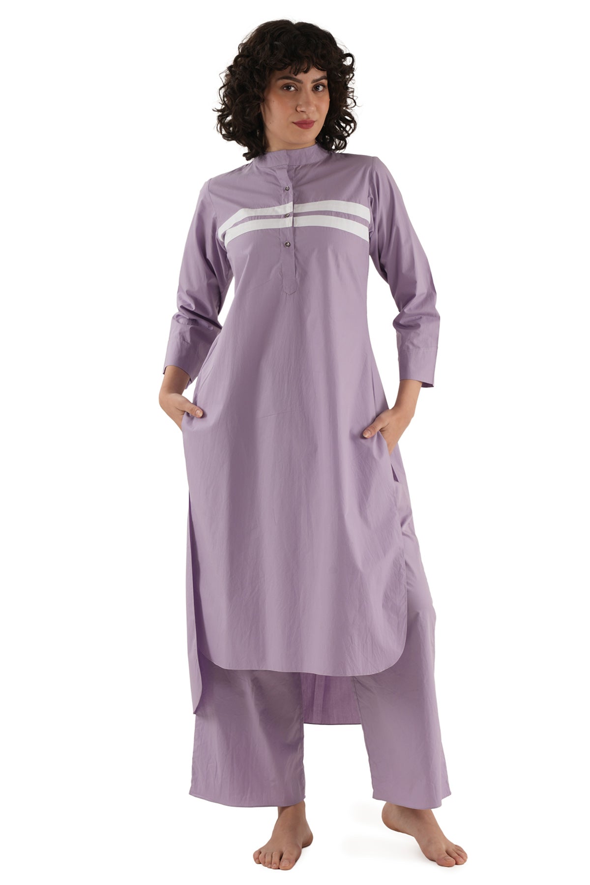 Lavender High Low Kurta & Pants