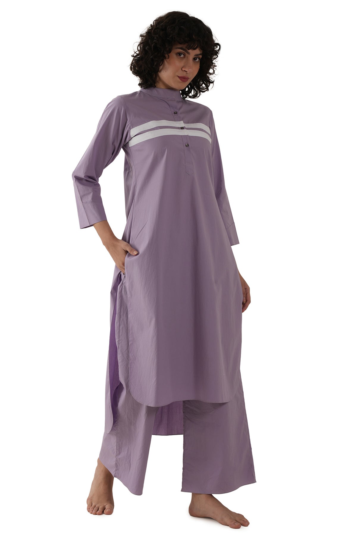 Lavender High Low Kurta & Pants
