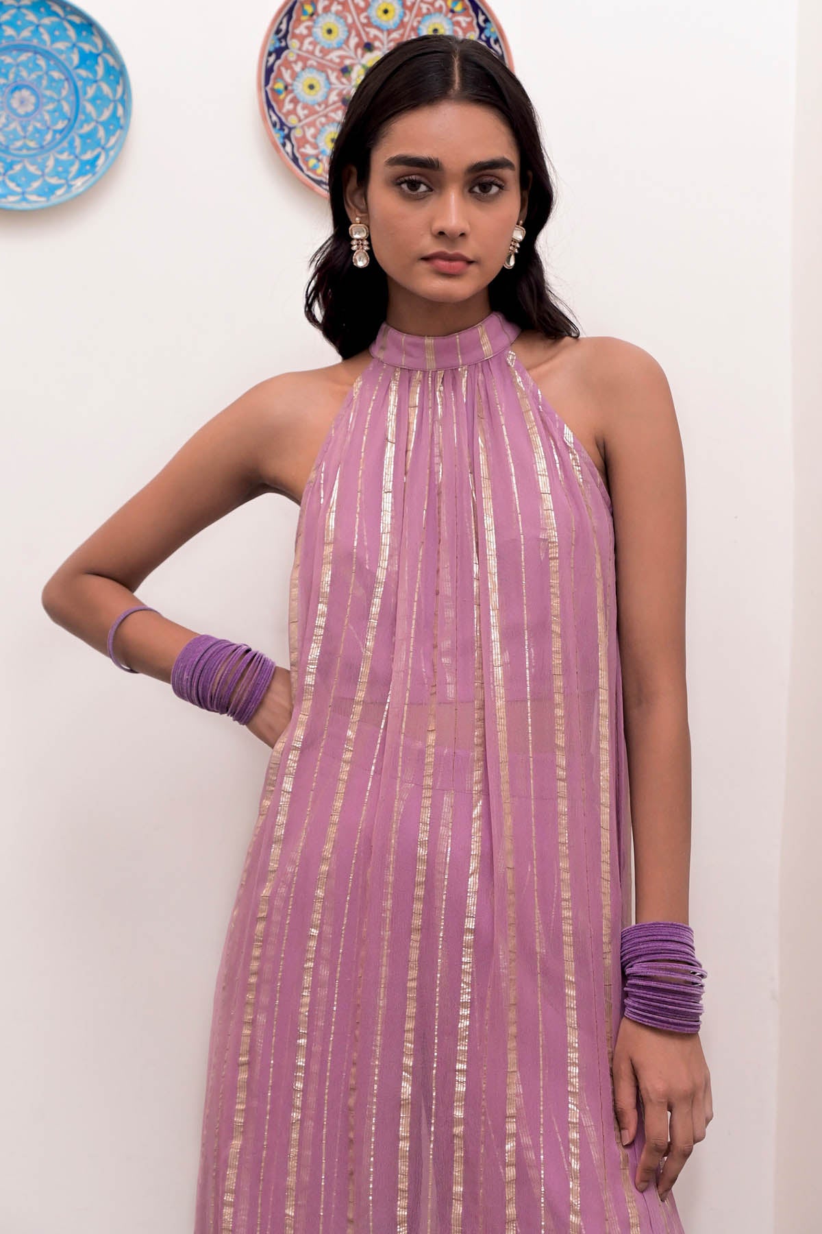 Lavender High Neck Tunic & Pants