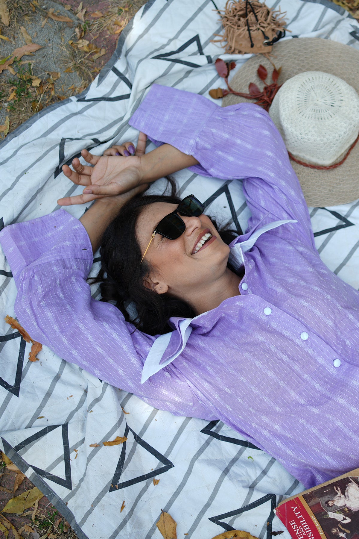 Lavender Kantha Cotton Shirt