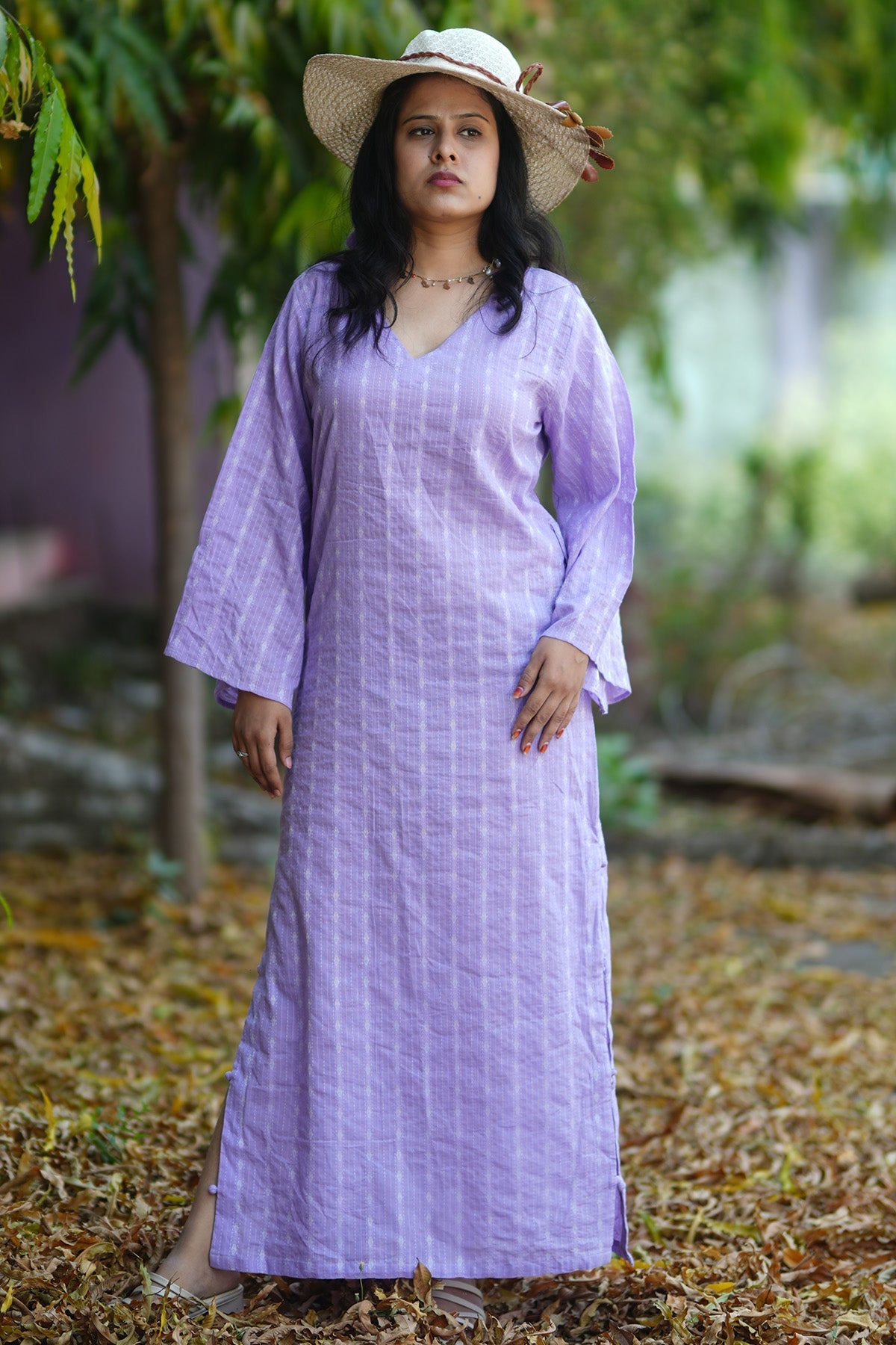 Buy Lavender Kantha Work Maxi Dress for women by Charu Bhaskar online available at scrollnshops
