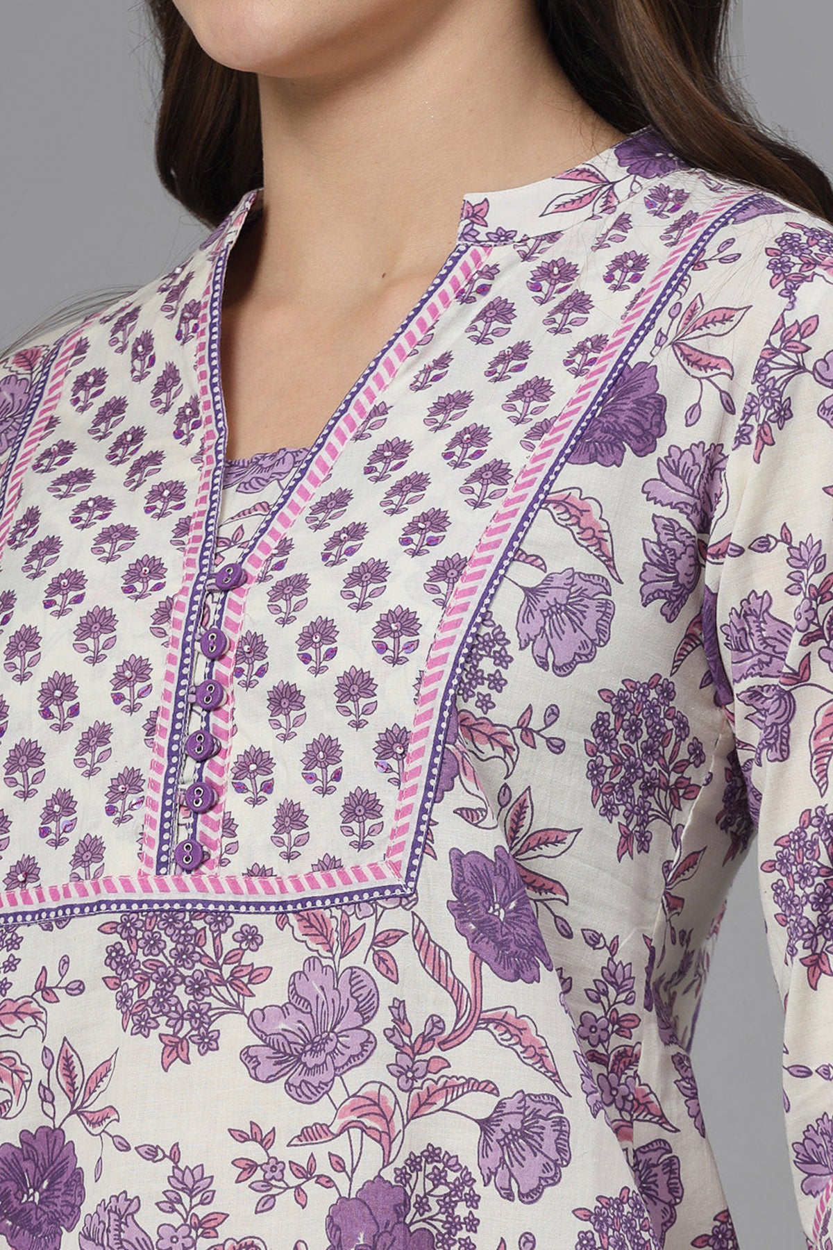 Lavender Mandarin Collar Top