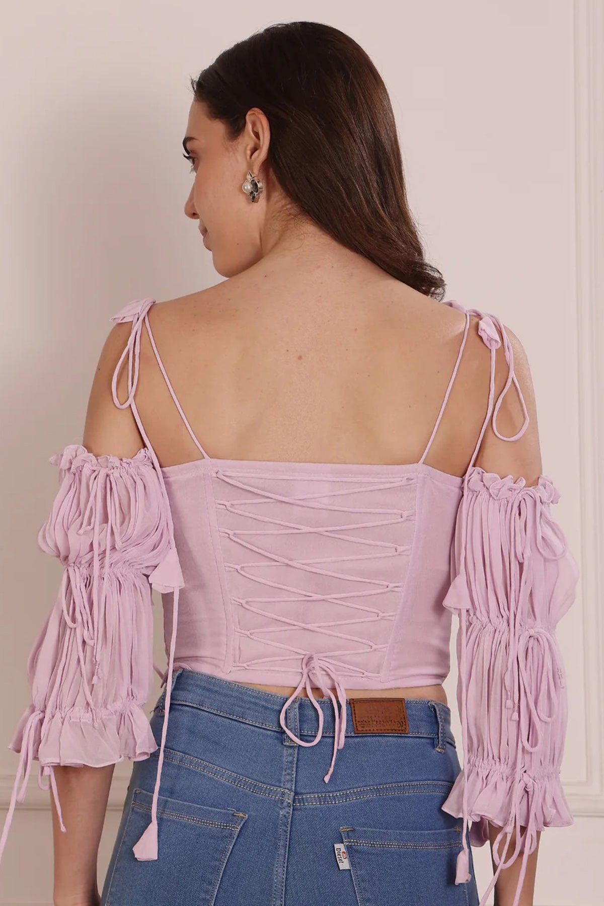 Lavender Off Shoulder Crop Top