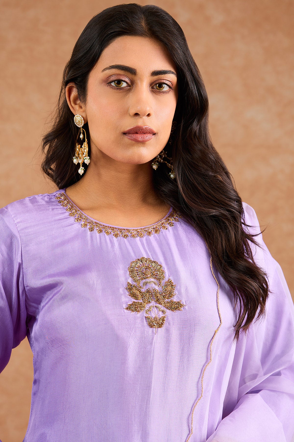 Lavender Opara Silk Kurta Set