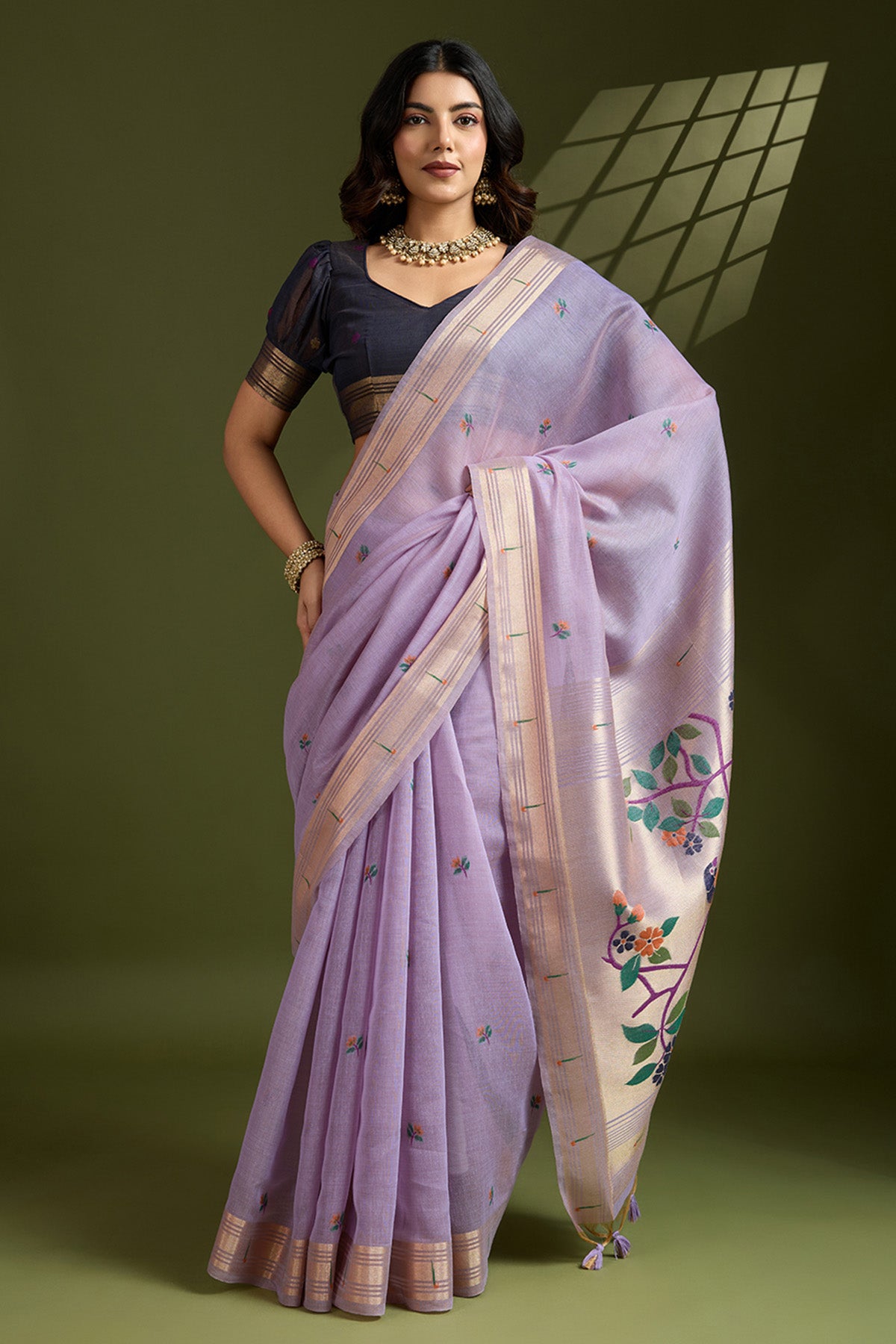 Lavender Paithani Saree & Blouse