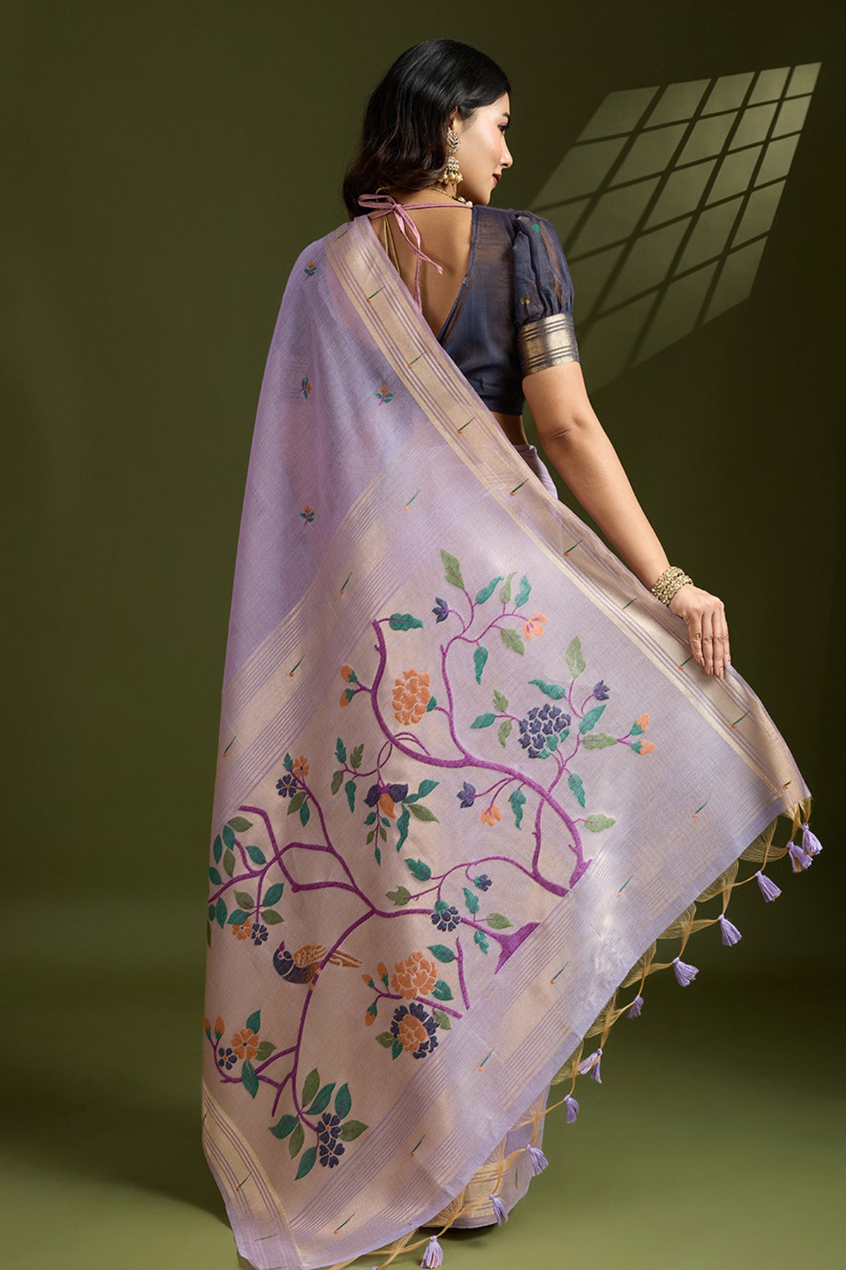 Lavender Paithani Saree & Blouse