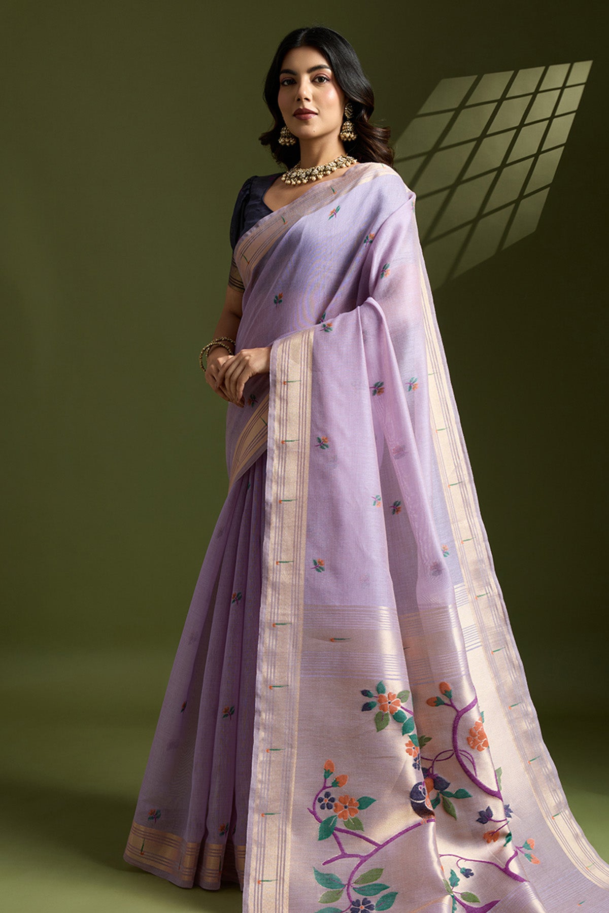 Lavender Paithani Saree & Blouse