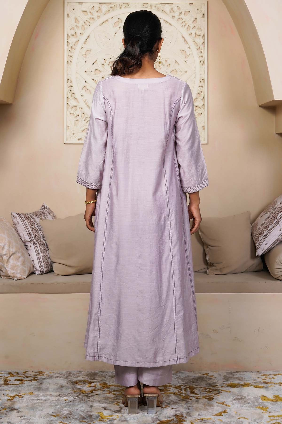 Lavender Pintuck Kurta & Pants