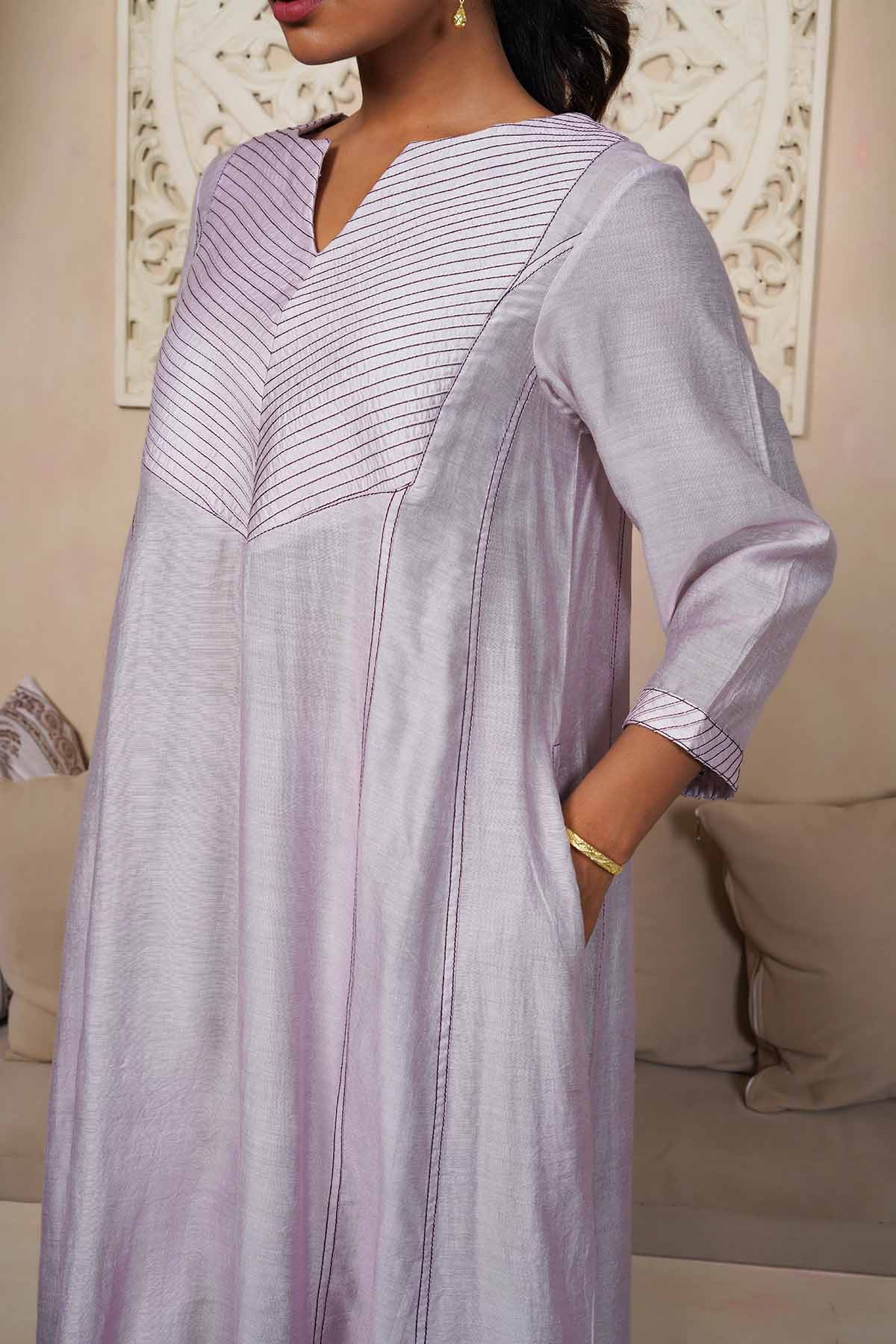 Lavender Pintuck Kurta & Pants