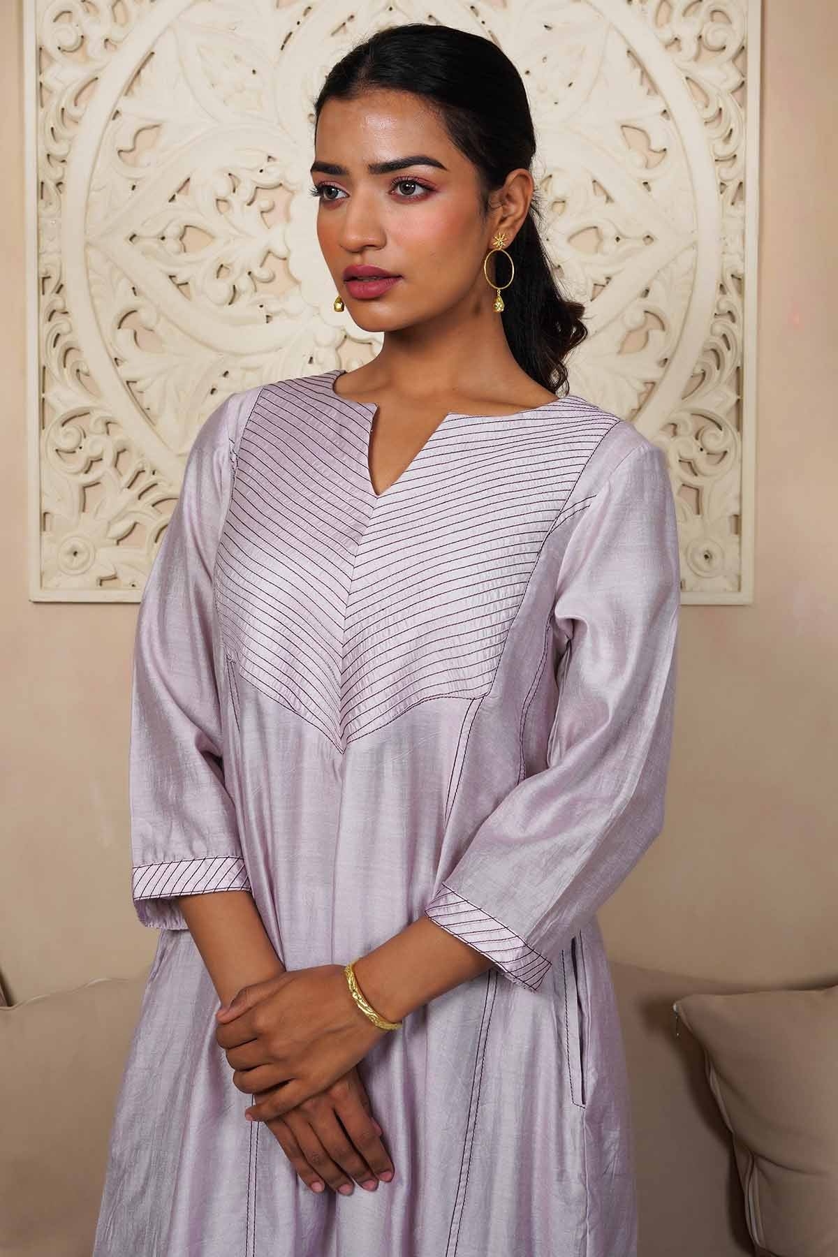 Lavender Pintuck Kurta & Pants